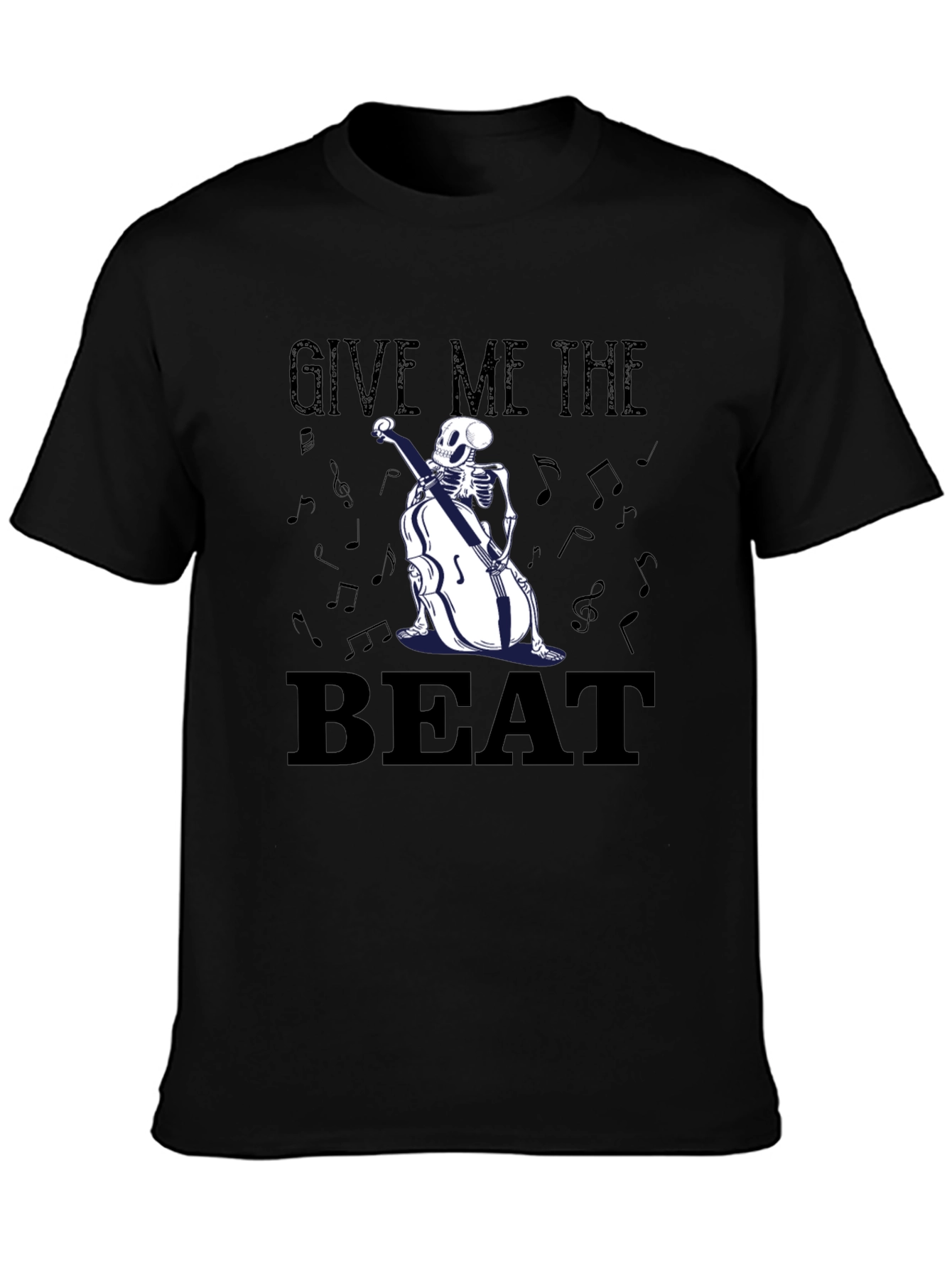 Give Me The Beat Skeleton Bassist Graphic T-Shirt