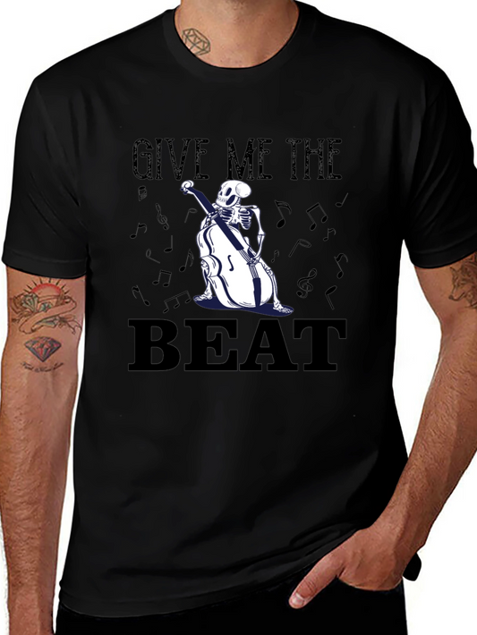 Give Me The Beat Skeleton Bassist Graphic T-Shirt