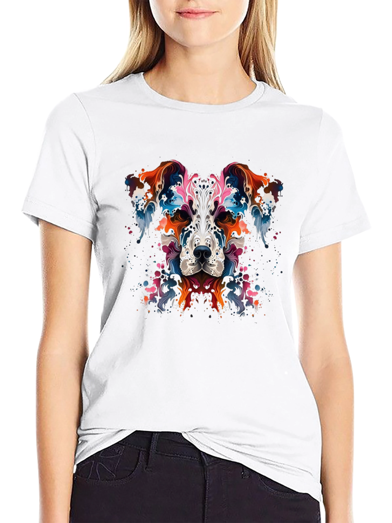 Abstract Dog Graphic Black T-Shirt