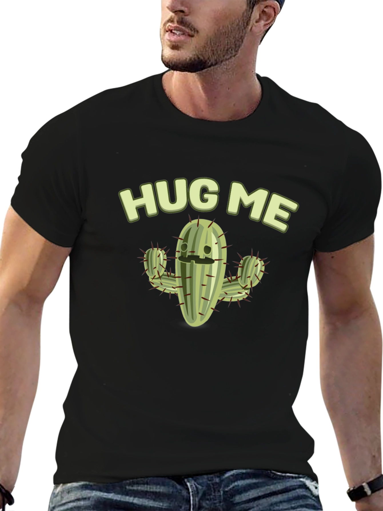 Hug Me Cactus Graphic Tee - Soft Cotton T-Shirt