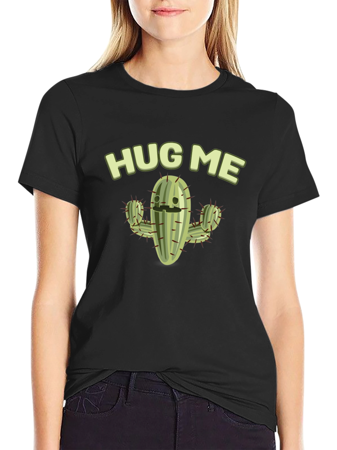 Hug Me Cactus Graphic Tee - Soft Cotton T-Shirt