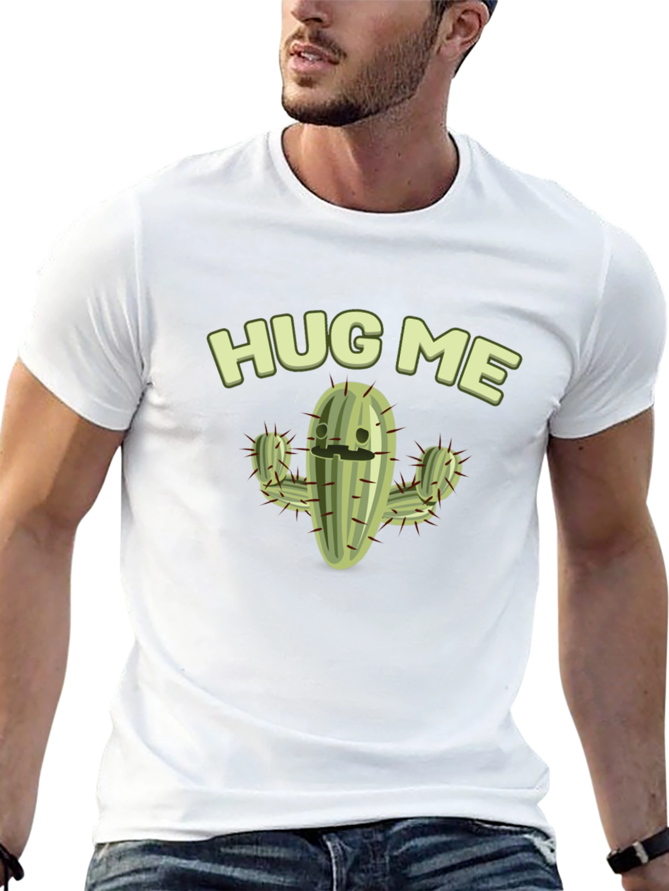 Hug Me Cactus Graphic Tee - Soft Cotton T-Shirt