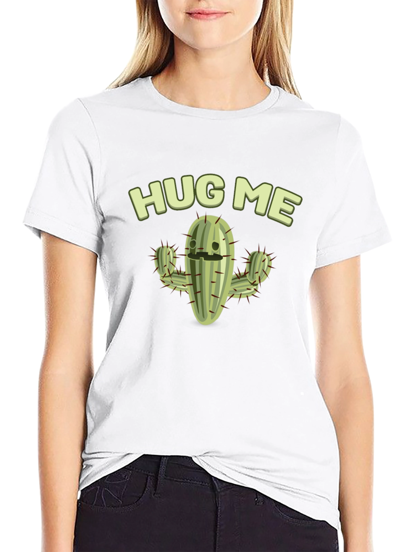 Hug Me Cactus Graphic Tee - Soft Cotton T-Shirt