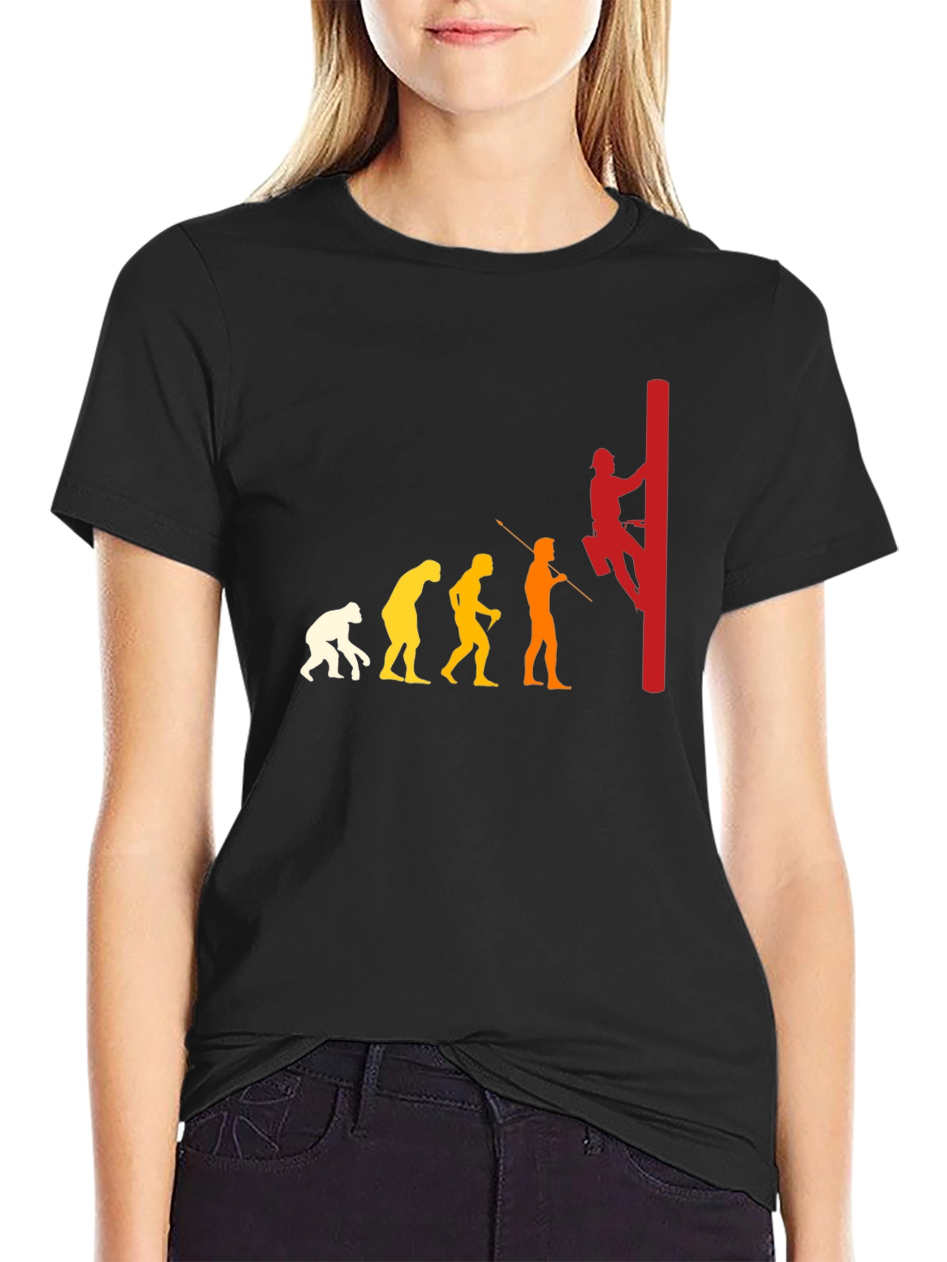 Evolution of a Lineman Black T-Shirt