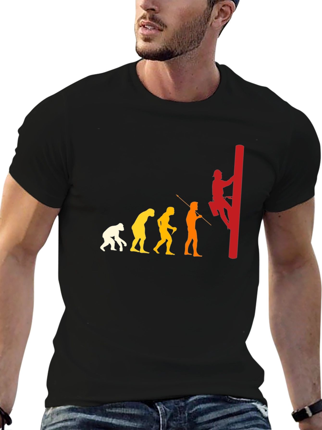 Evolution of a Lineman Black T-Shirt