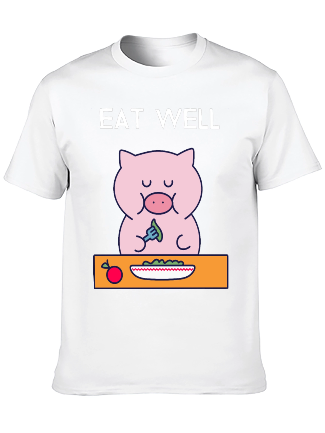 Eat Well Pig T-Shirt - Funny Cartoon Tee