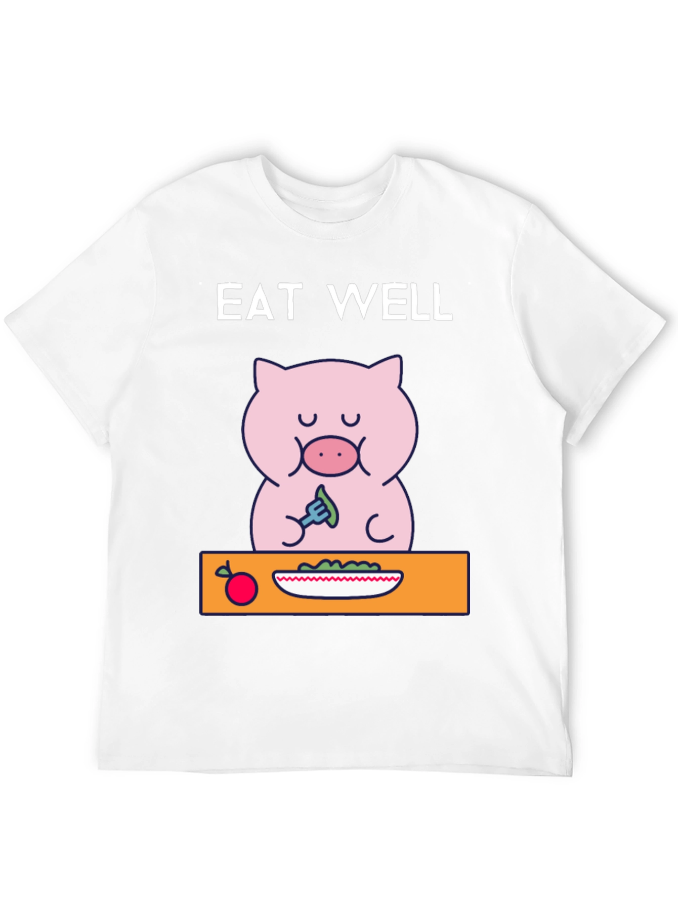 Eat Well Pig T-Shirt - Funny Cartoon Tee