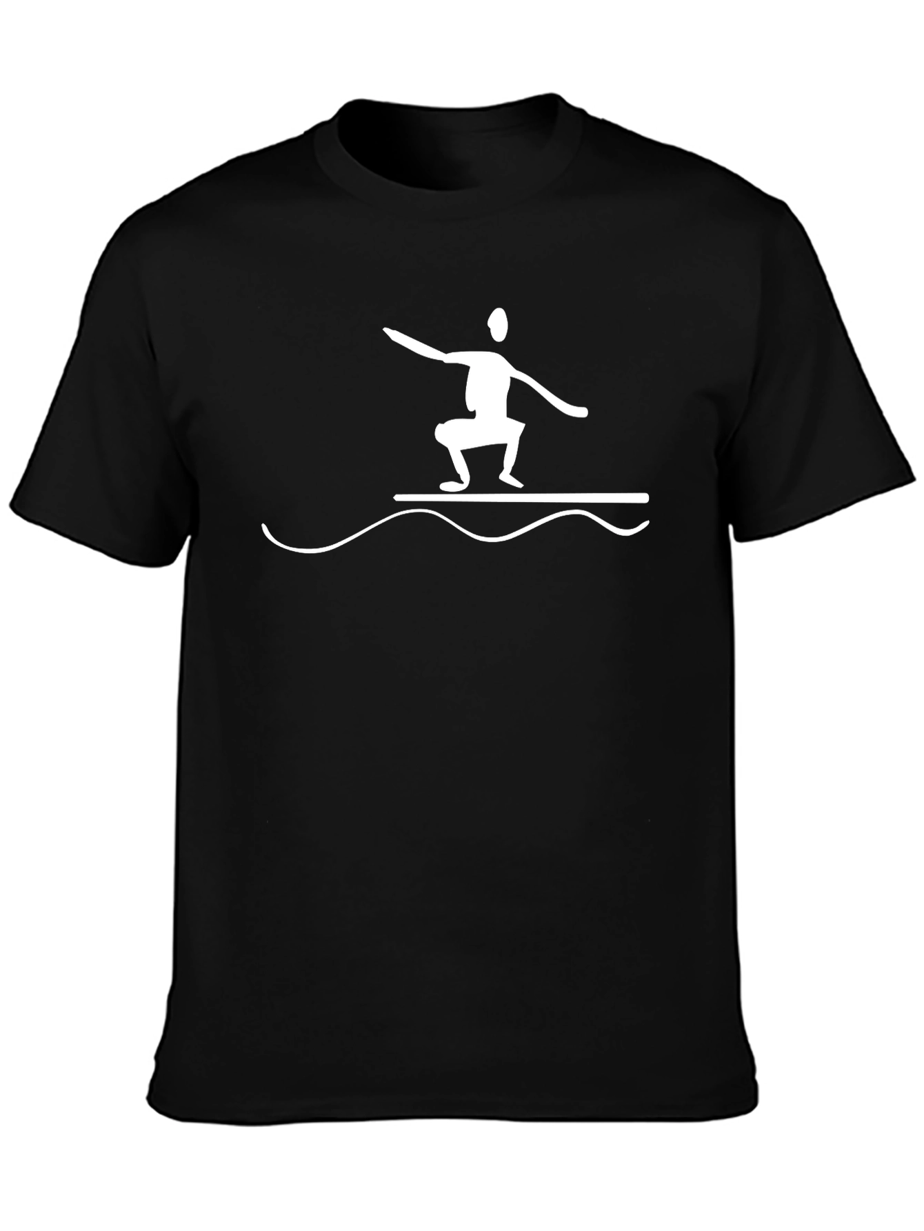 Surfer Dude Graphic Tee - Black Cotton Blend