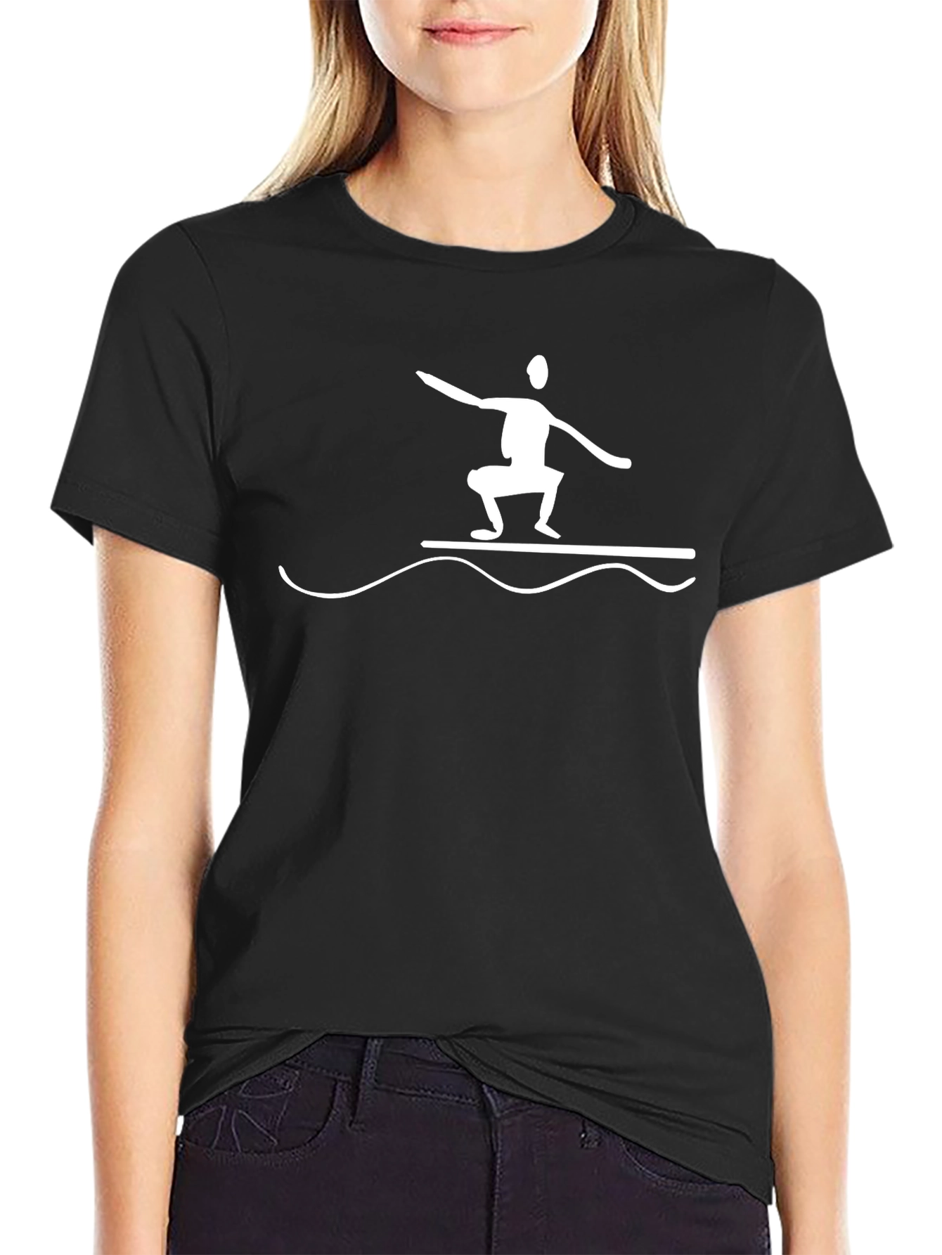 Surfer Dude Graphic Tee - Black Cotton Blend