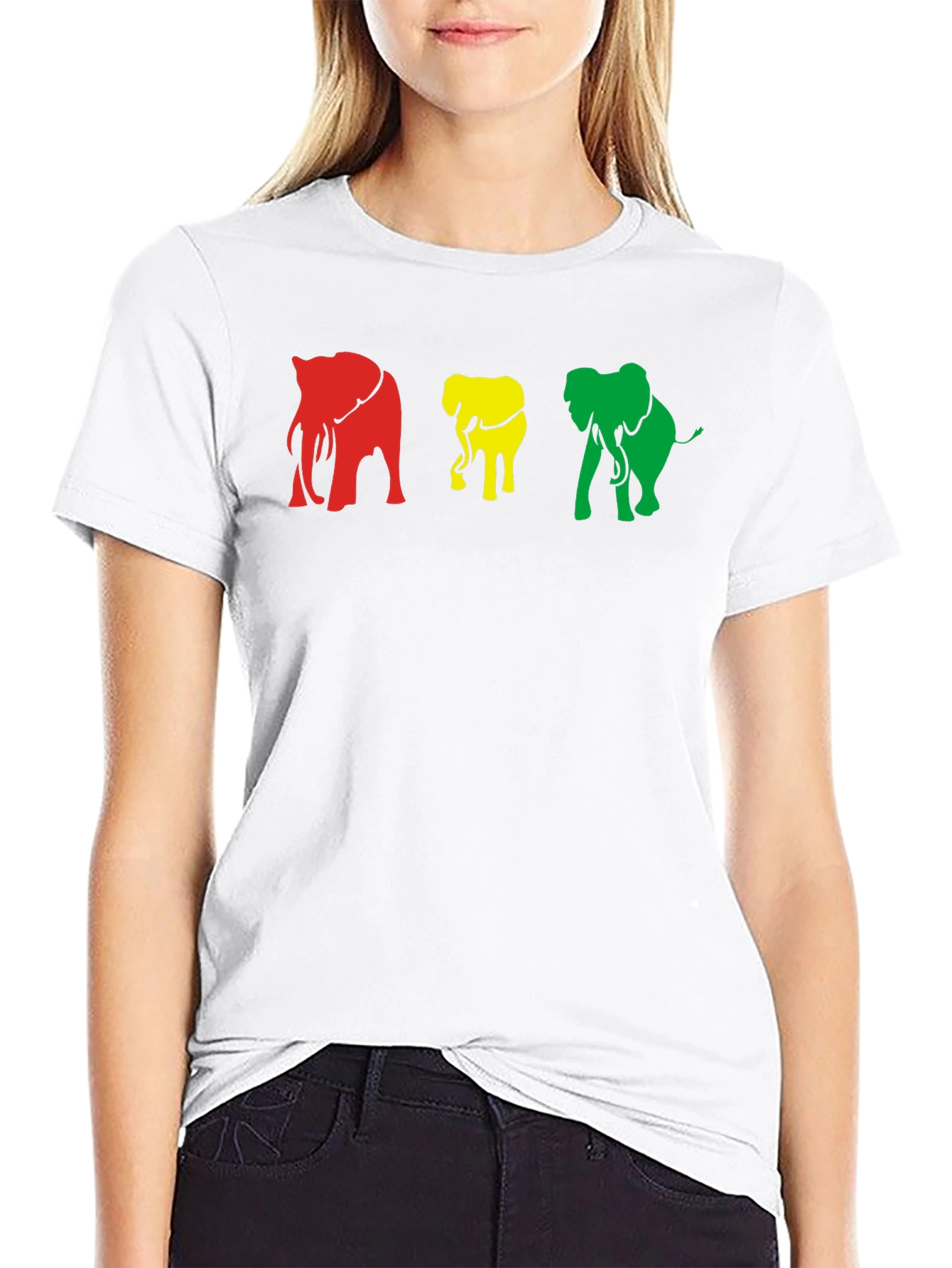 Rasta Elephants Graphic Tee - Black Cotton T-Shirt