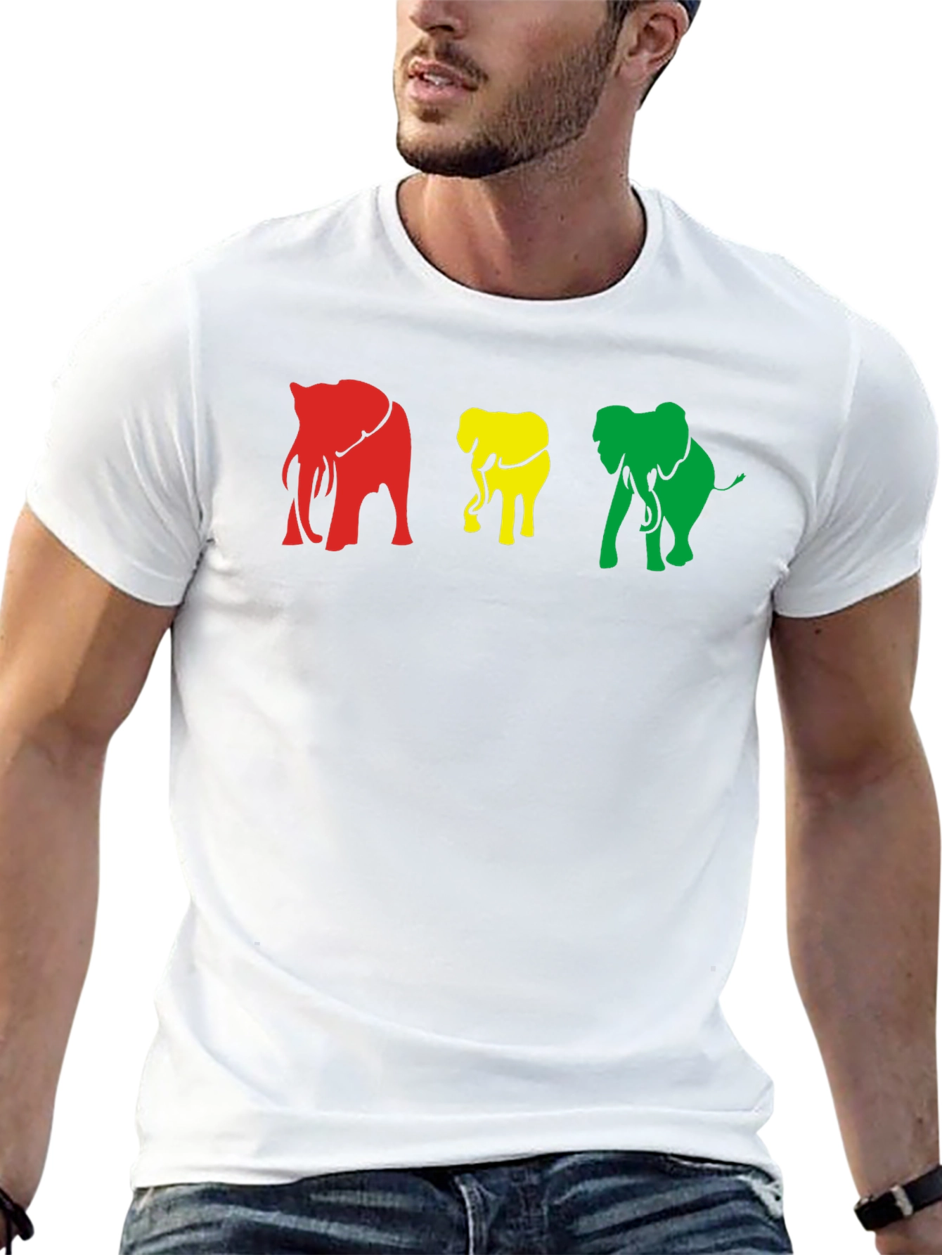 Rasta Elephants Graphic Tee - Black Cotton T-Shirt
