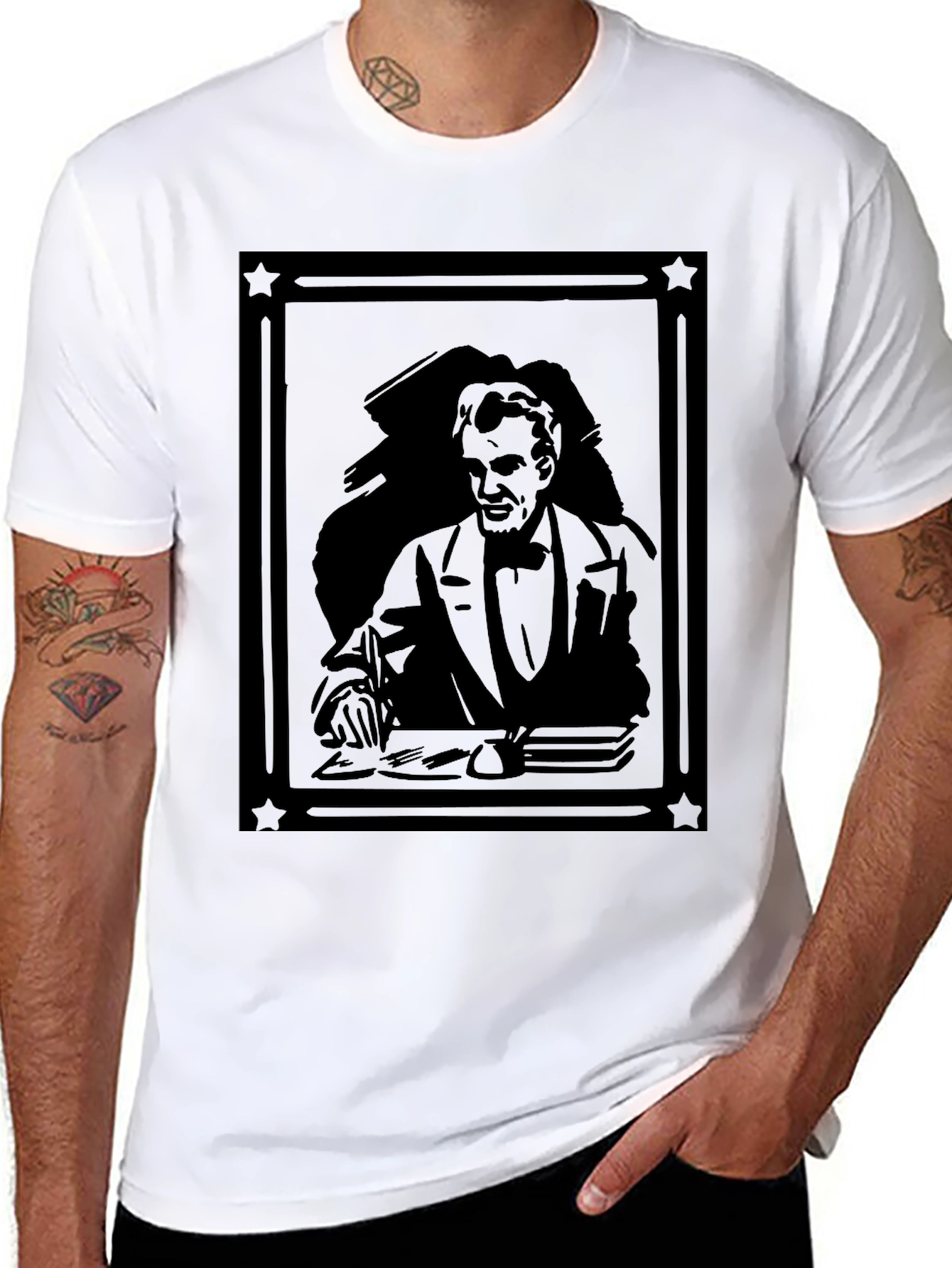 Lincoln Portrait Black Graphic Tee