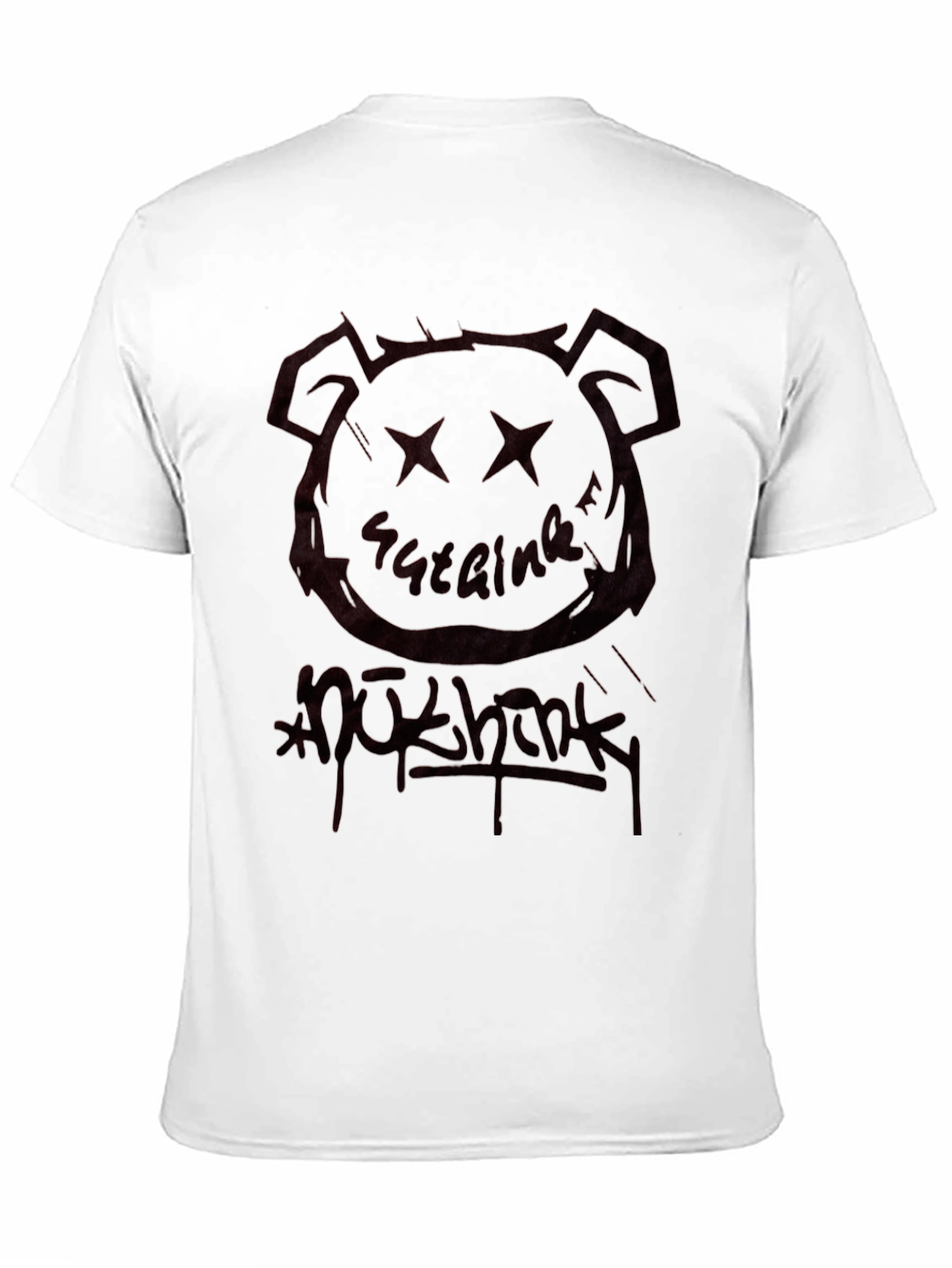 Black Graphic Tee - Bear Head & Graffiti