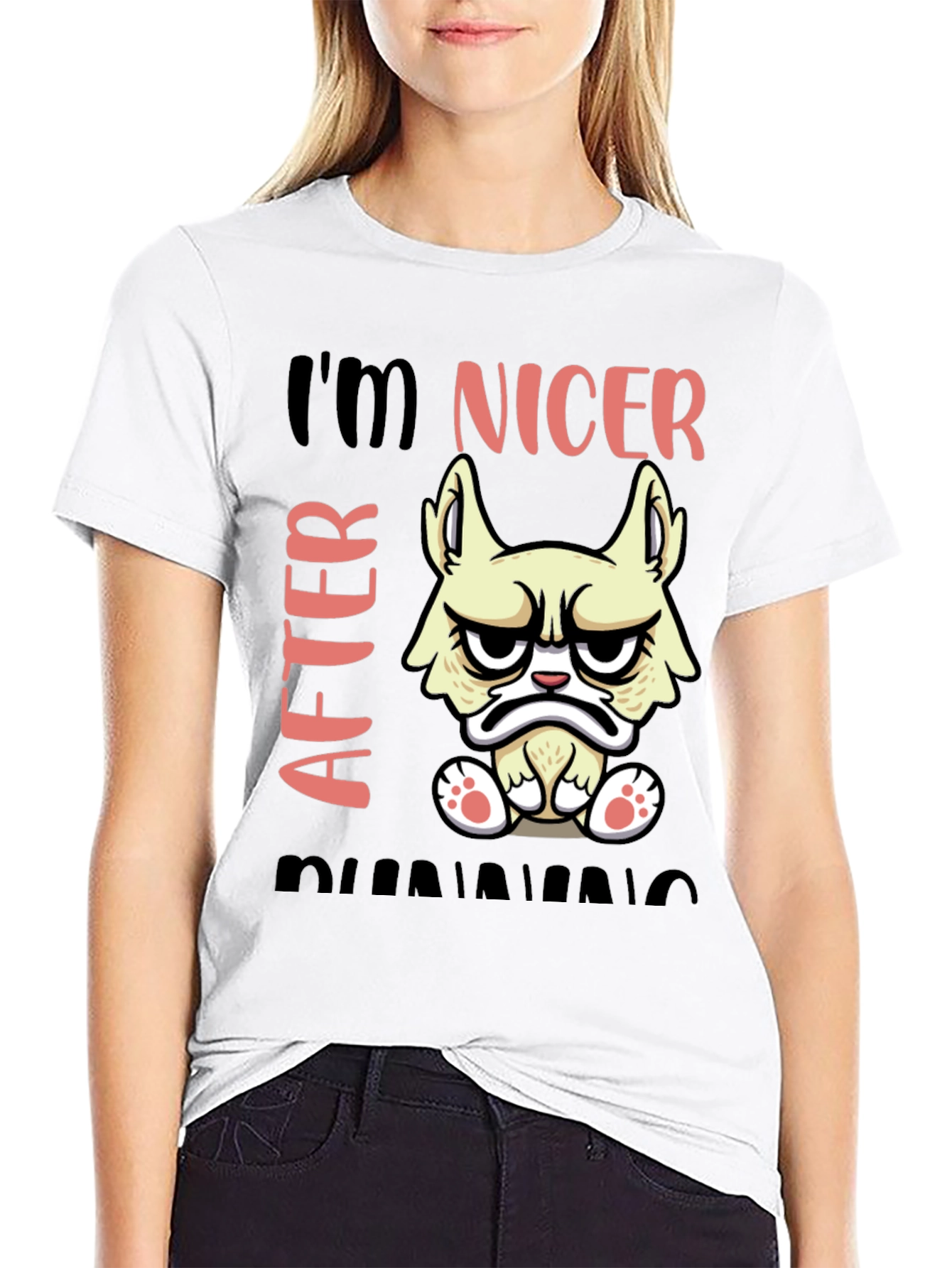 Funny Grumpy Cat T-Shirt - Im Nicer After Running