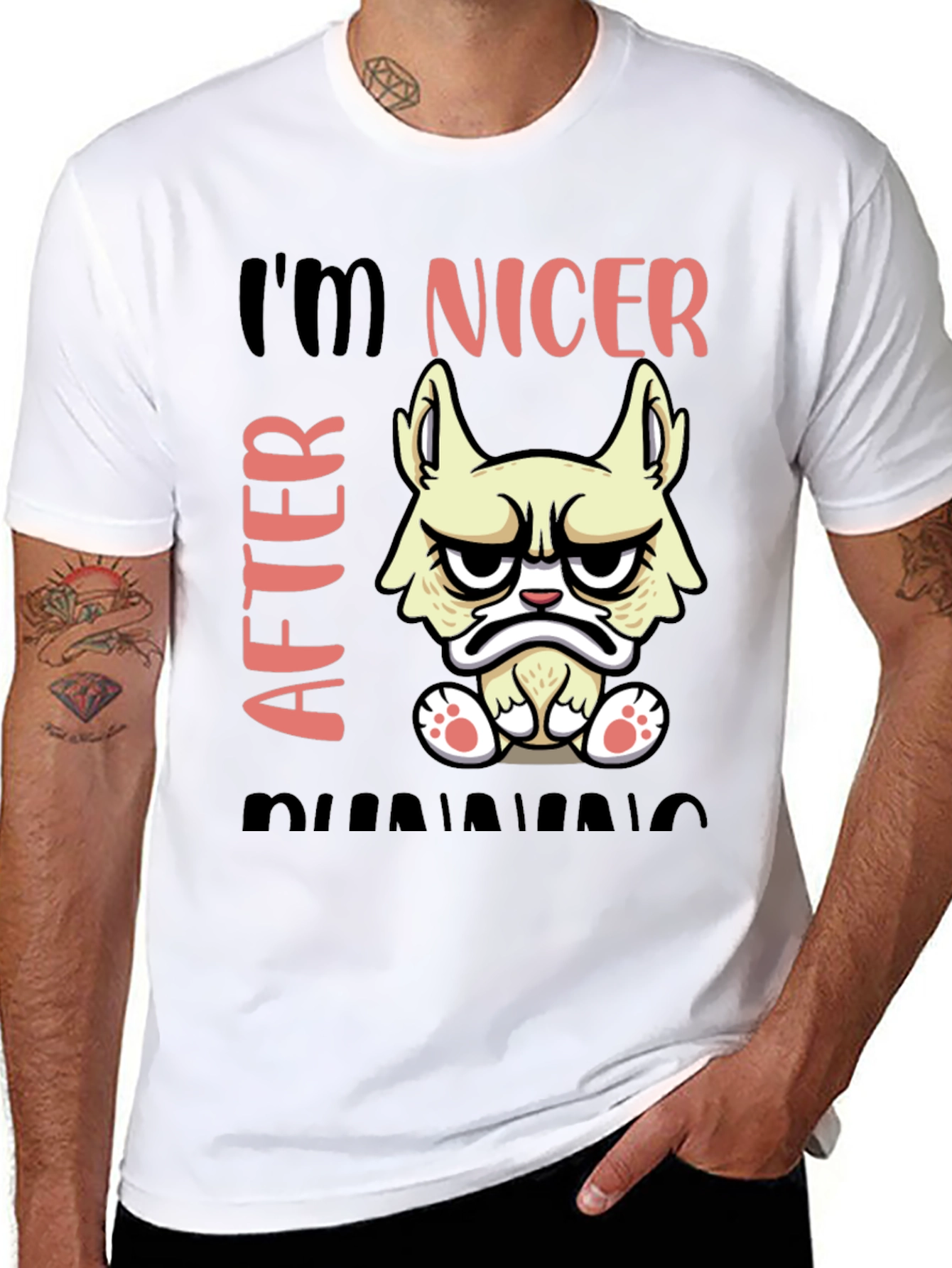 Funny Grumpy Cat T-Shirt - Im Nicer After Running