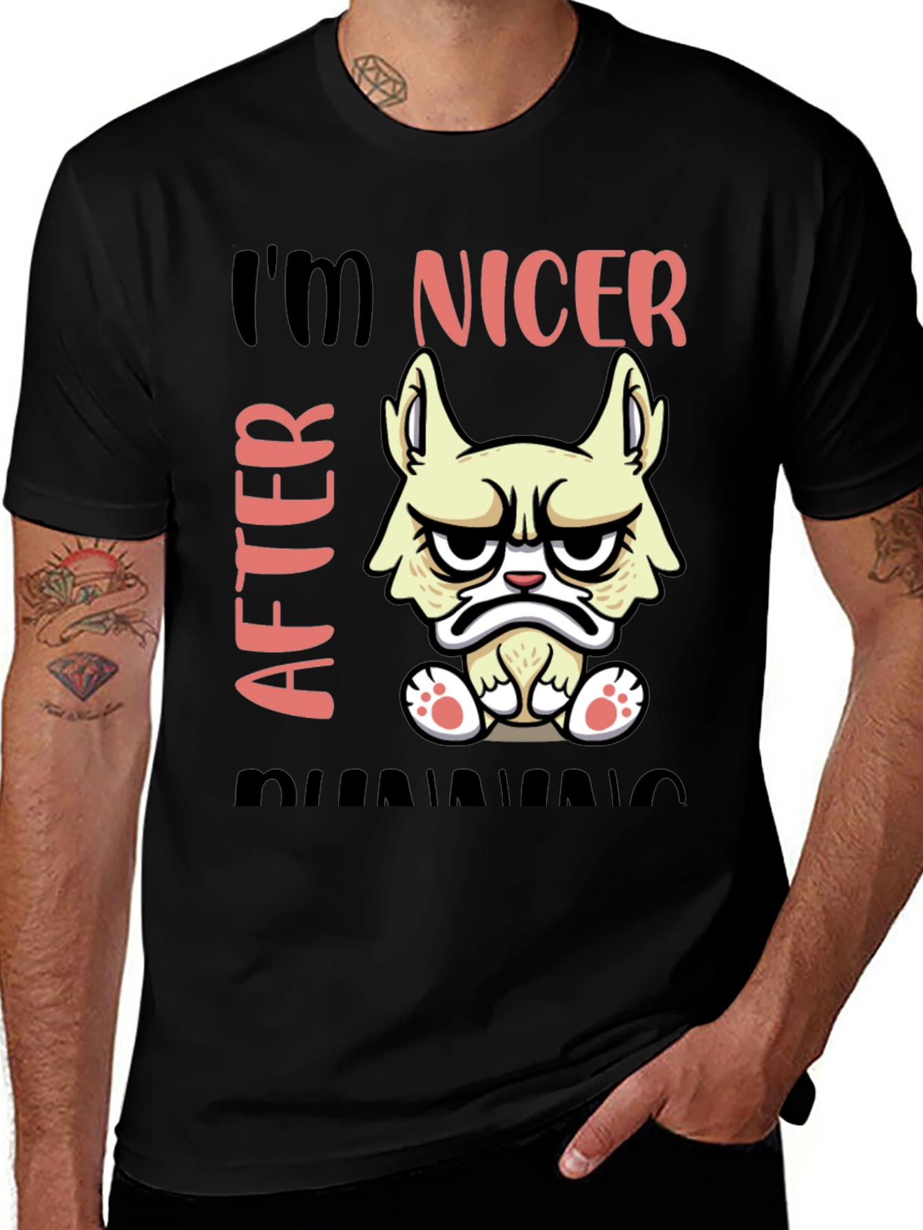 Funny Grumpy Cat T-Shirt - Im Nicer After Running