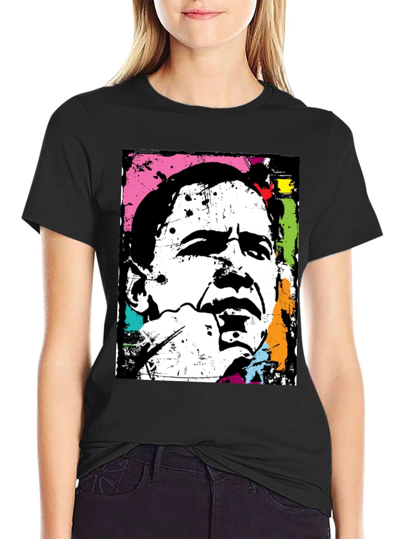 Obama Pop Art Black T-Shirt
