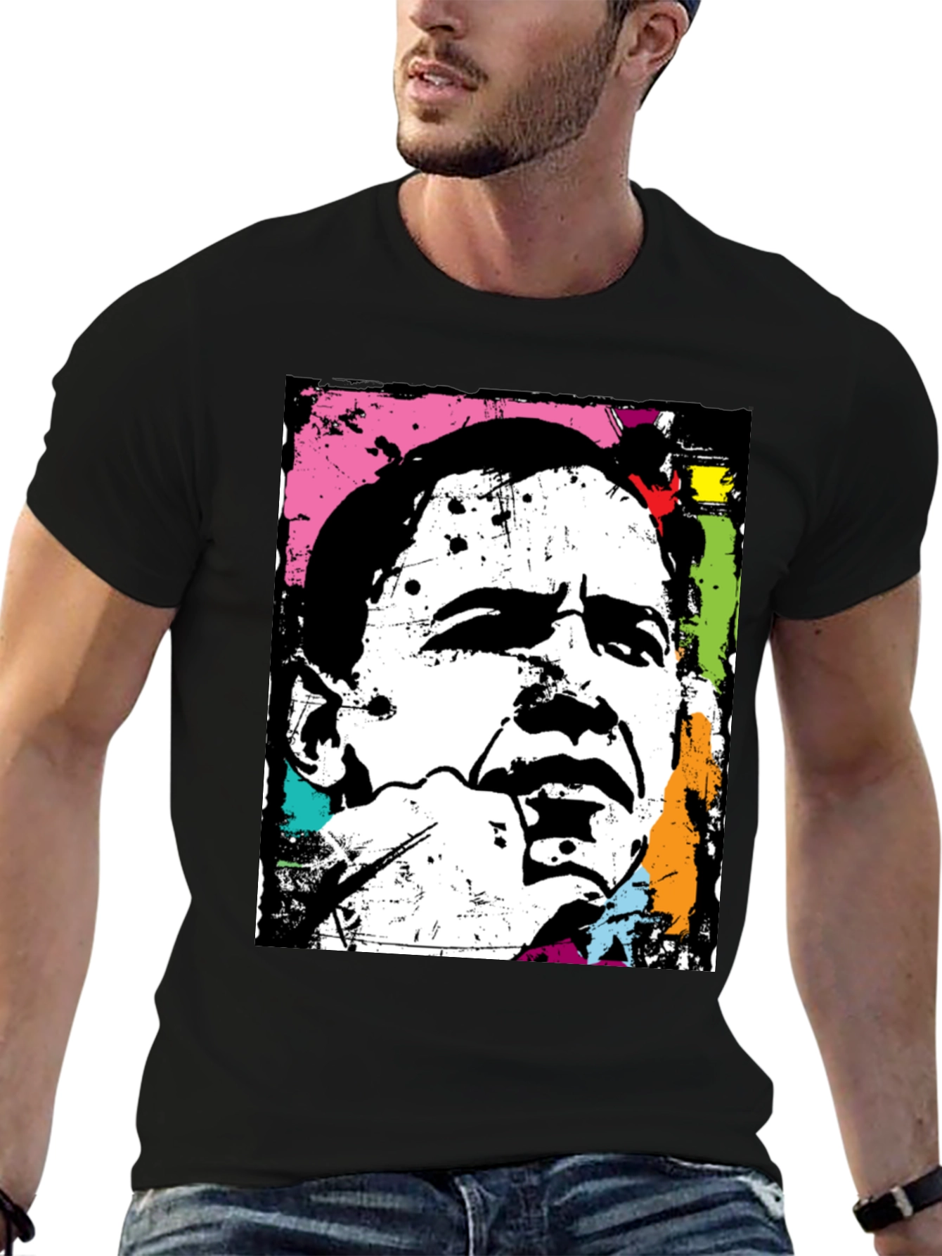 Obama Pop Art Black T-Shirt