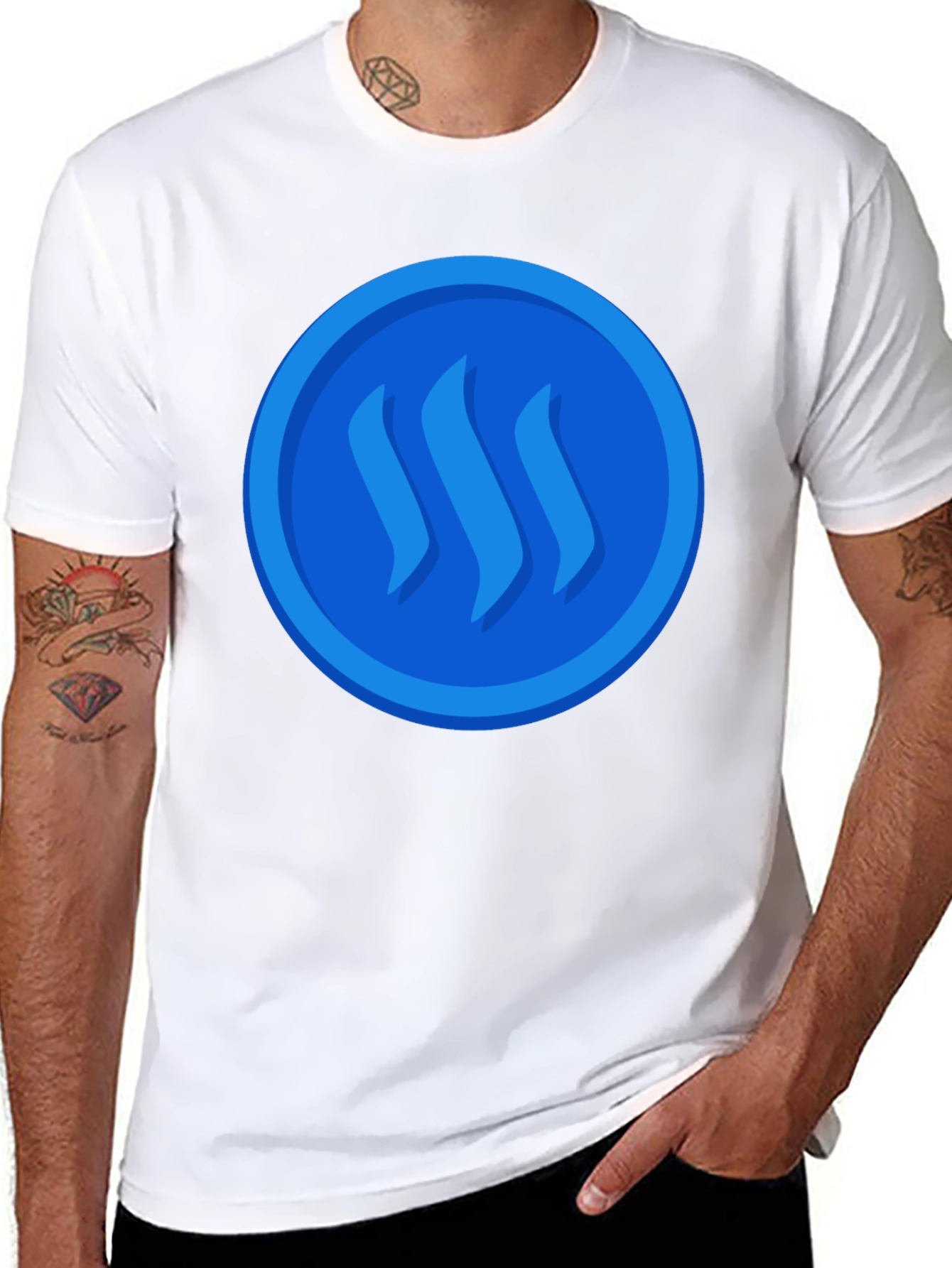 Blue Steem Logo on Black T-Shirt