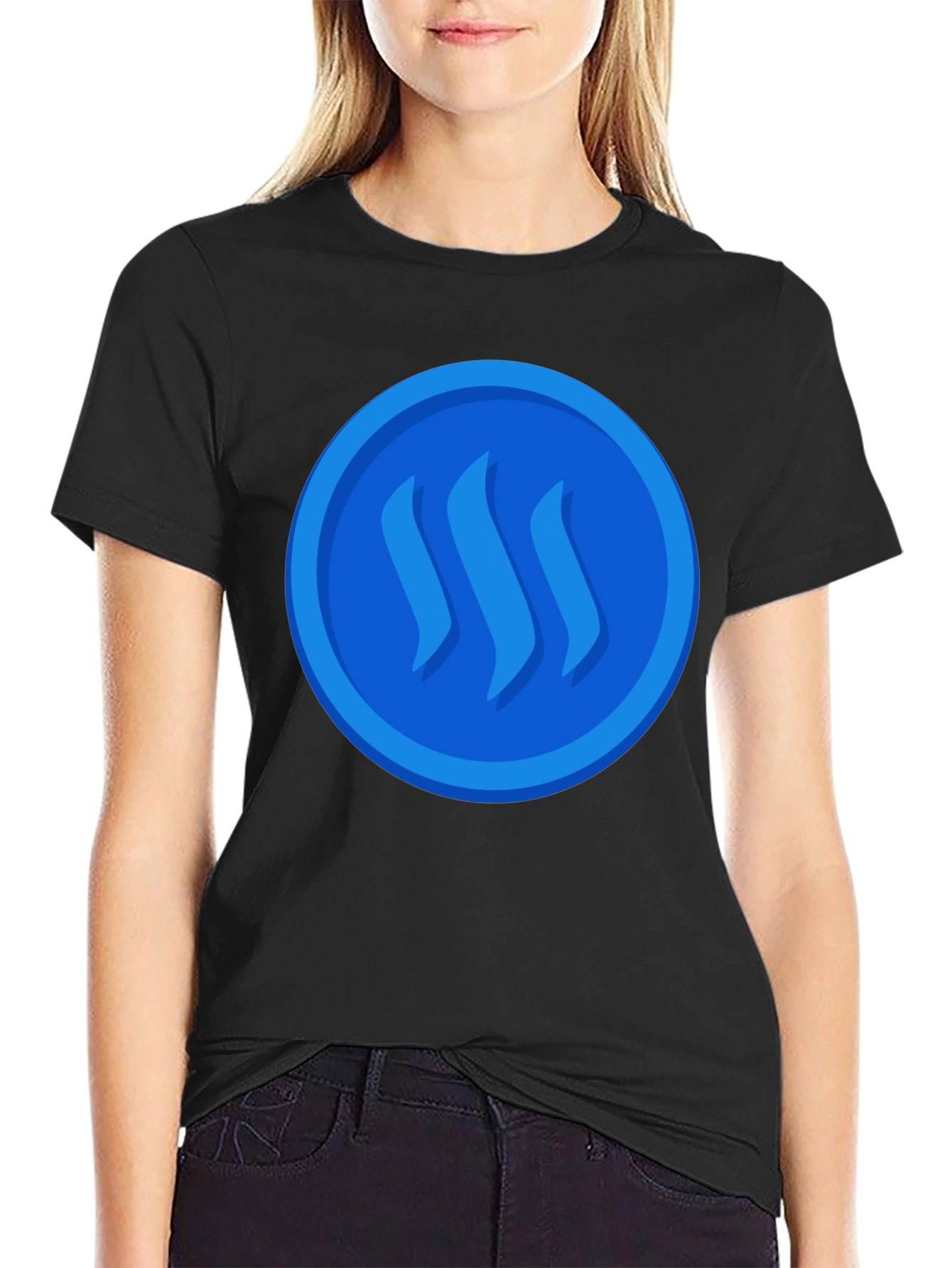 Blue Steem Logo on Black T-Shirt