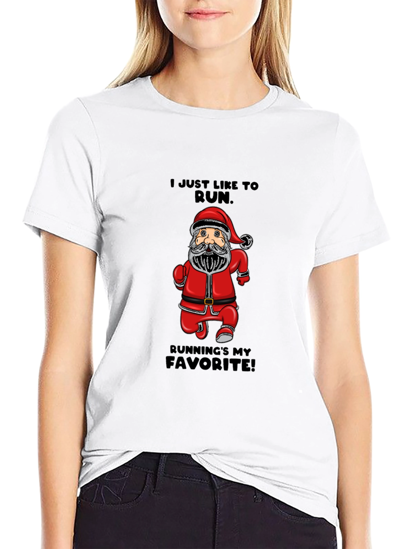 Santa Running T-Shirt - Christmas Holiday Tee