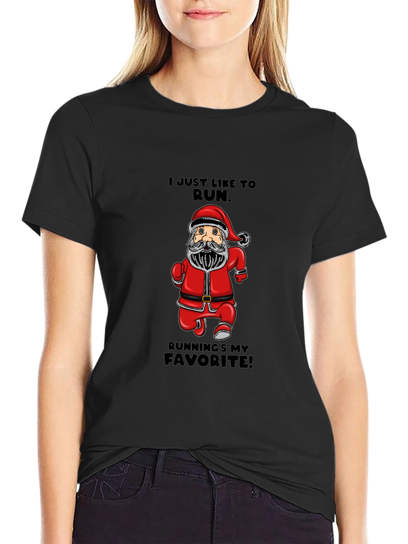 Santa Running T-Shirt - Christmas Holiday Tee