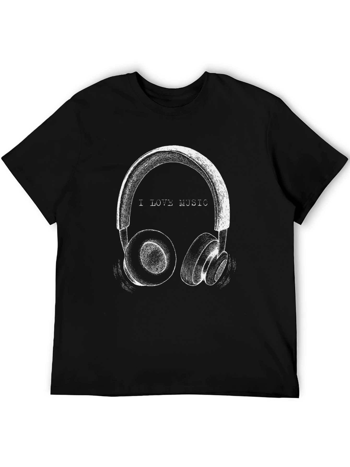 I Love Music Graphic T-Shirt - Casual Black Tee