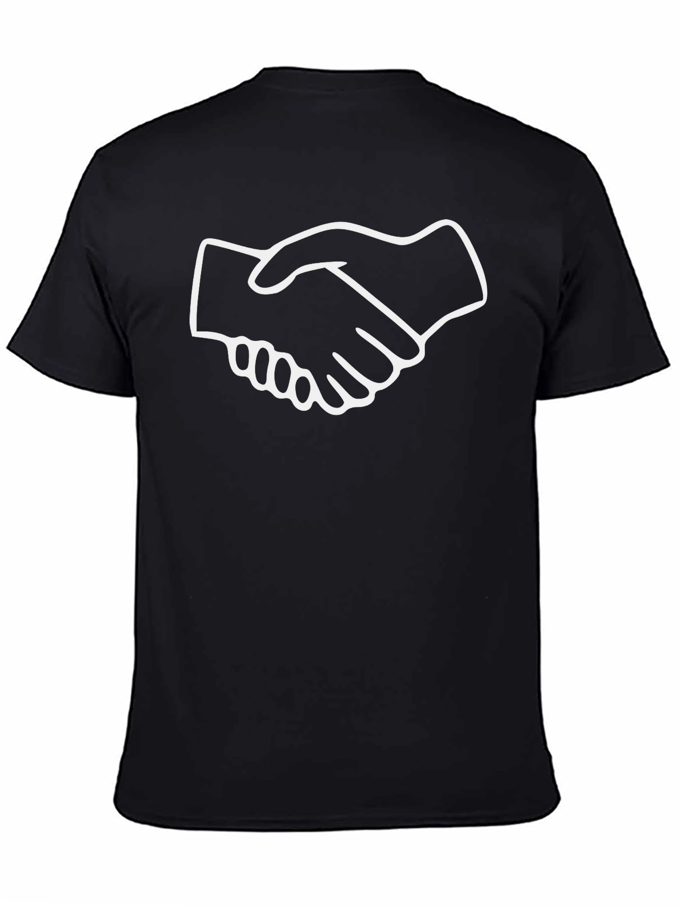 Black T-Shirt with Handshake Graphic