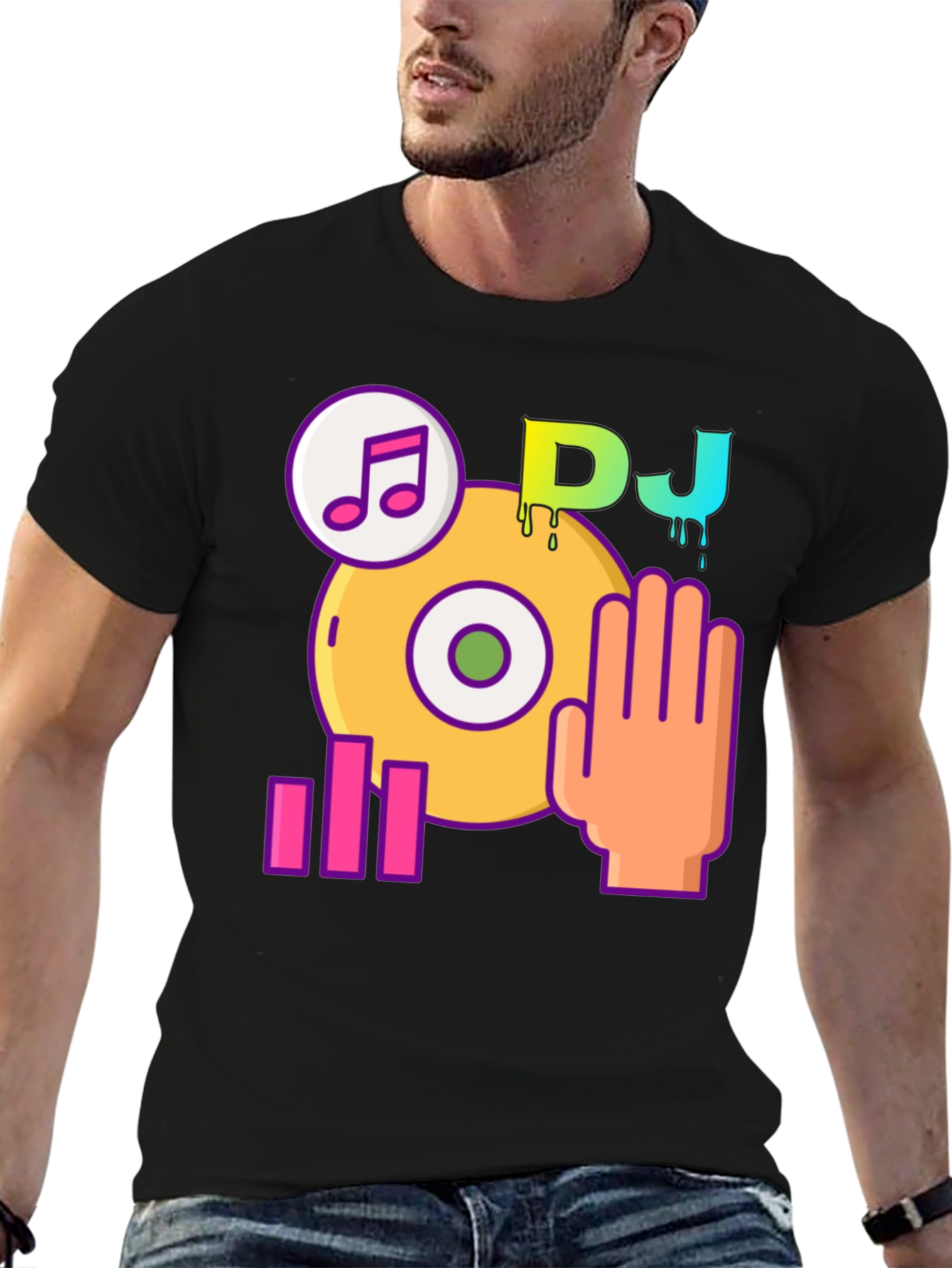 DJ Music Graphic Black T-Shirt