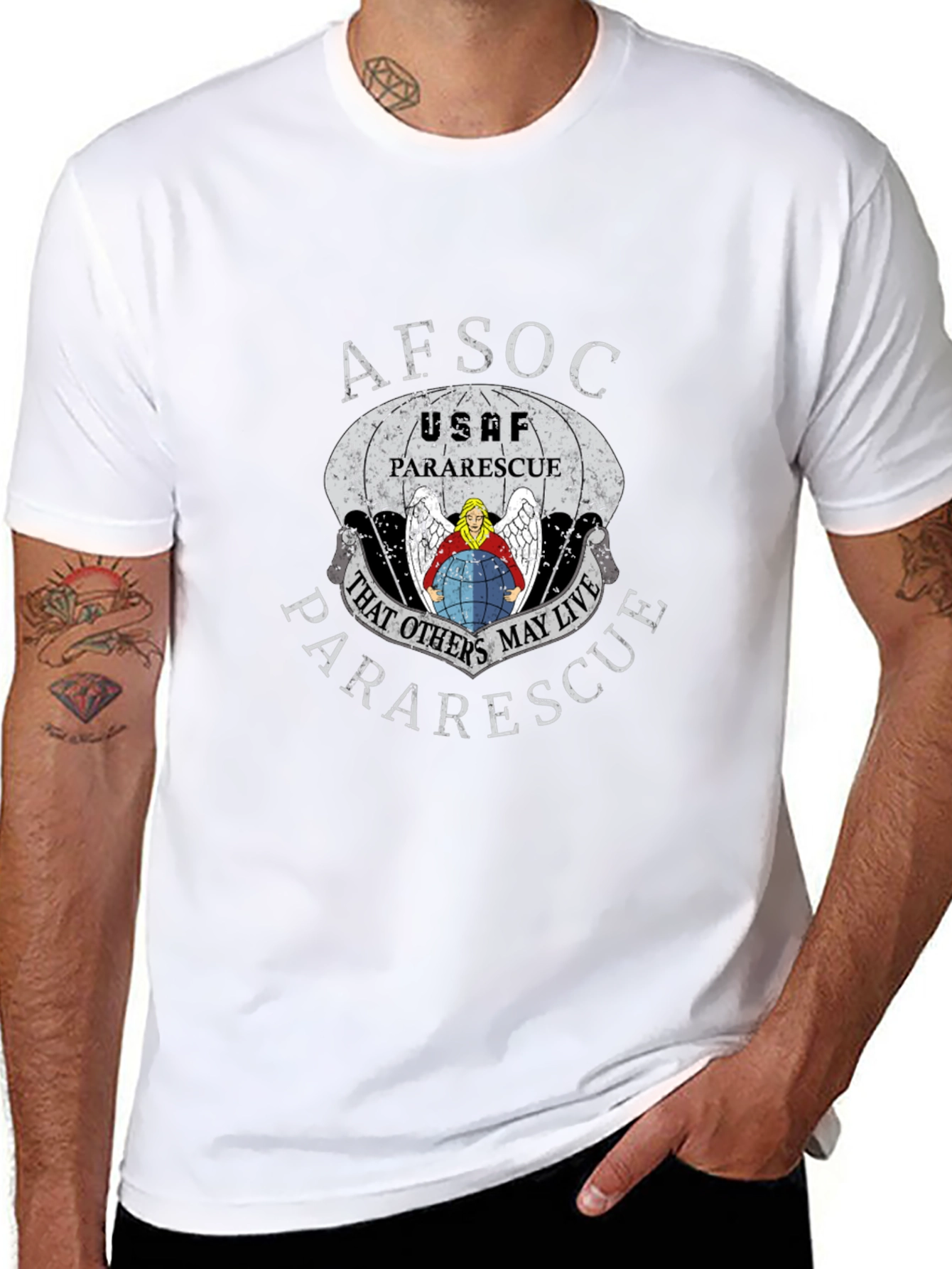 AFSOC USAF Pararescue Black Graphic T-Shirt