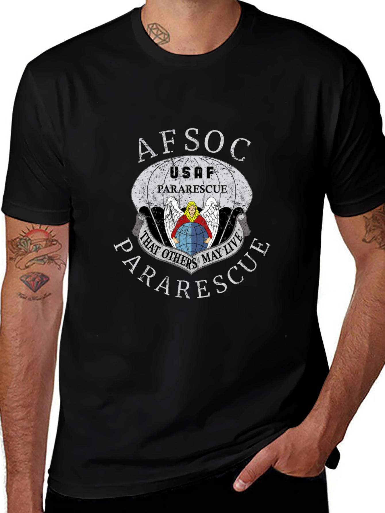 AFSOC USAF Pararescue Black Graphic T-Shirt