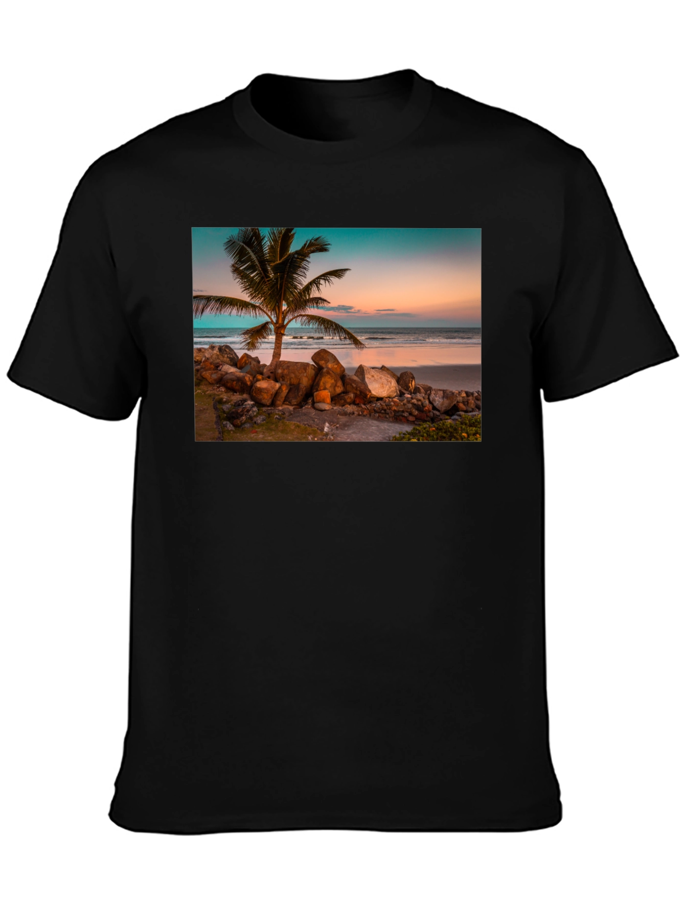 Tropical Beach Sunset Graphic T-Shirt
