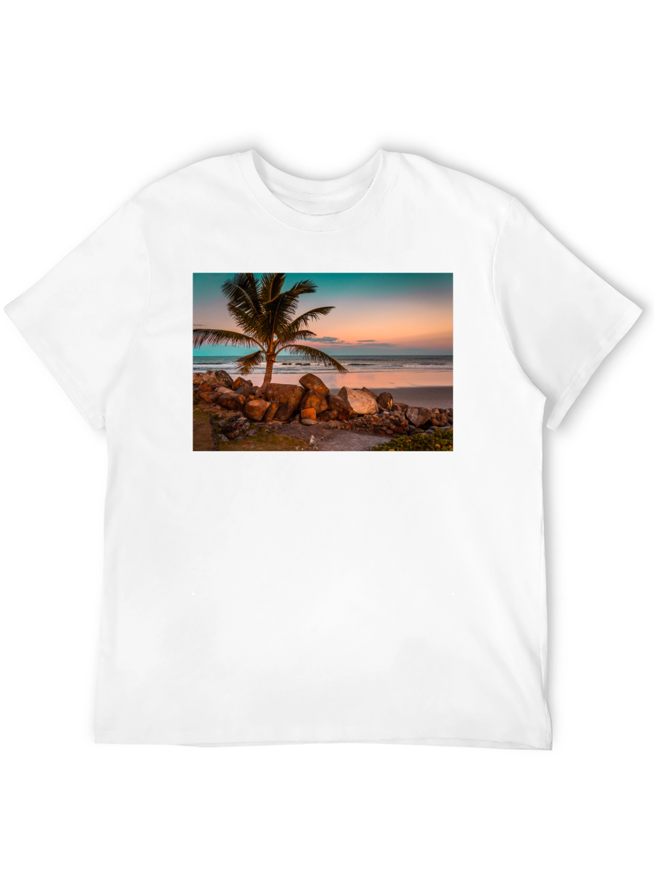Tropical Beach Sunset Graphic T-Shirt