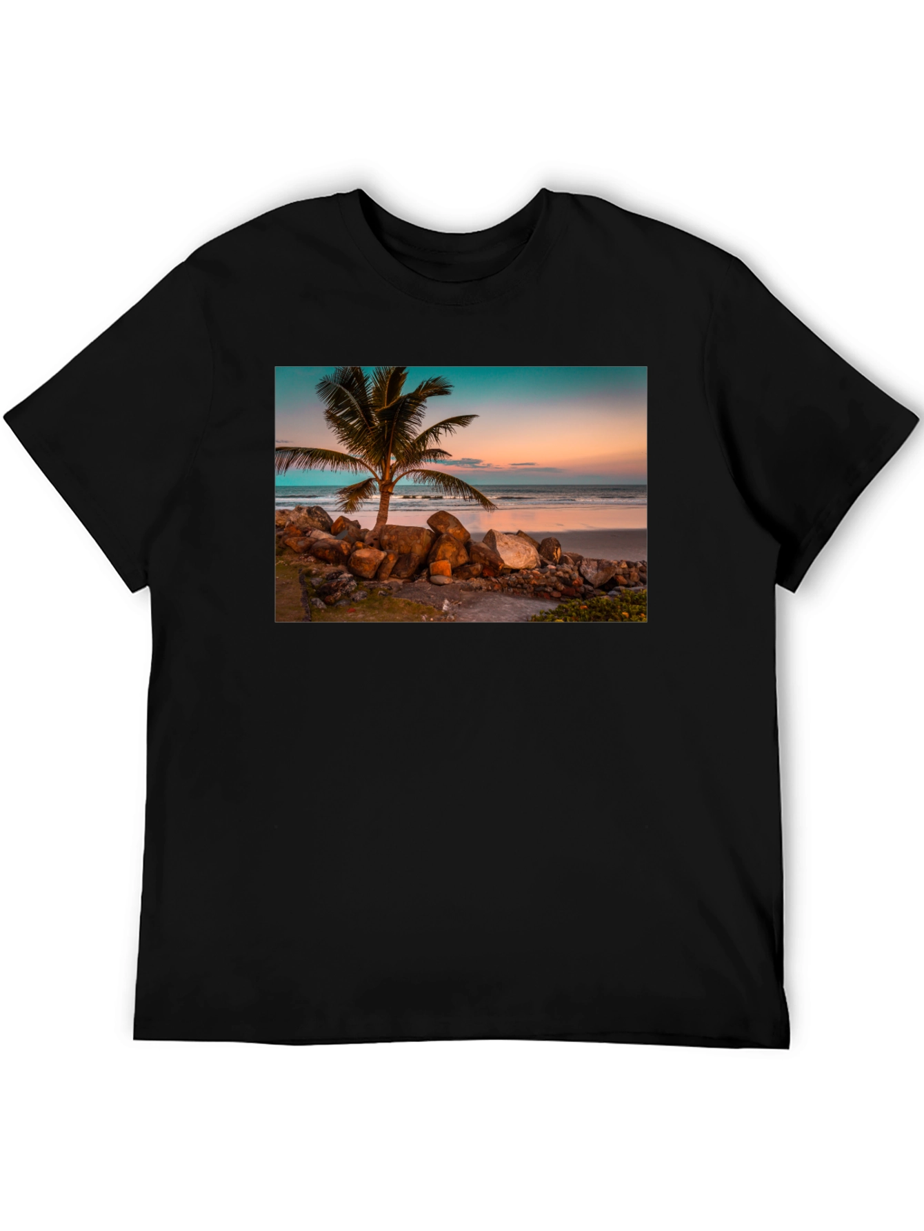 Tropical Beach Sunset Graphic T-Shirt