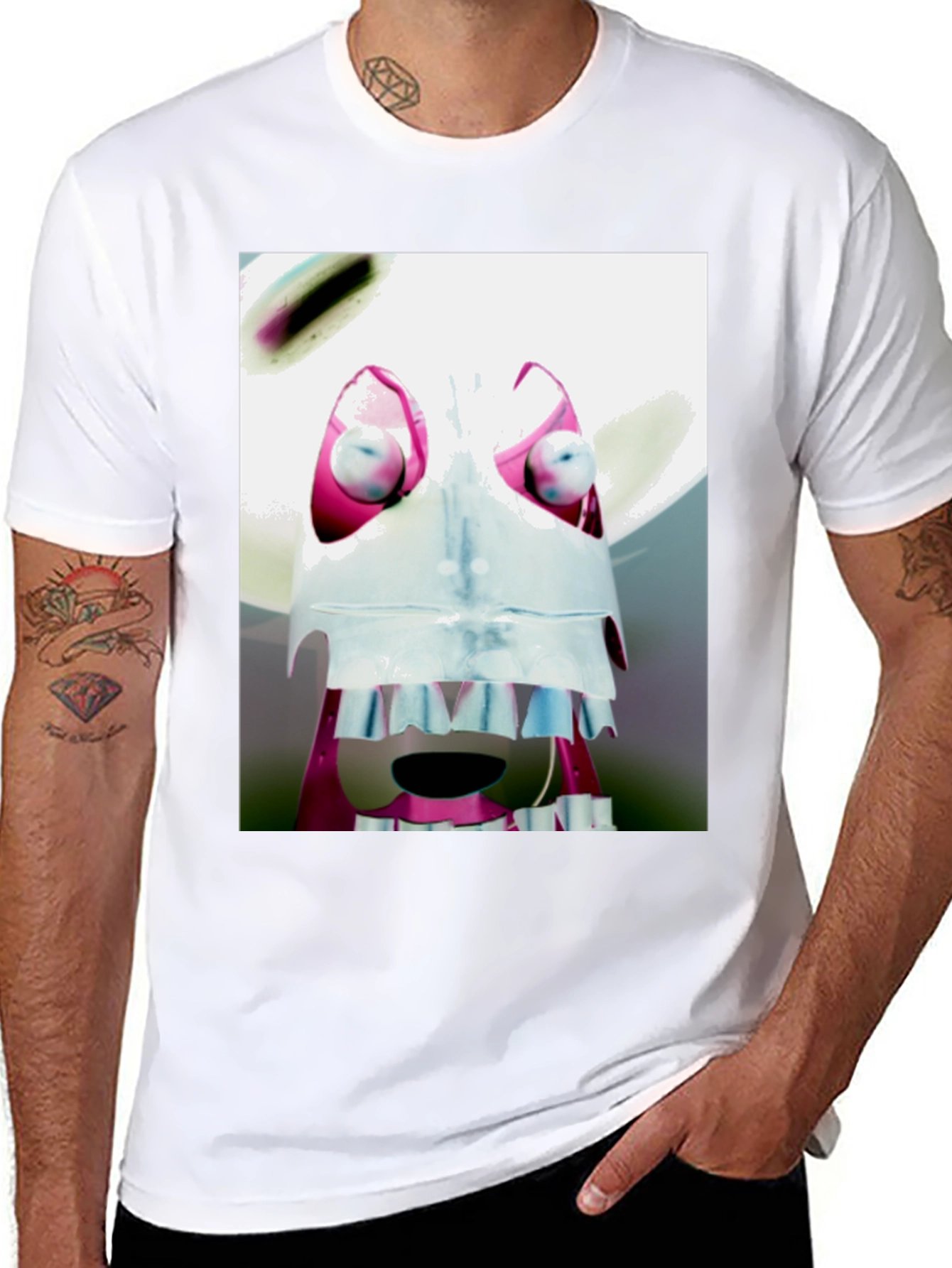 Abstract Character Graphic Black T-Shirt