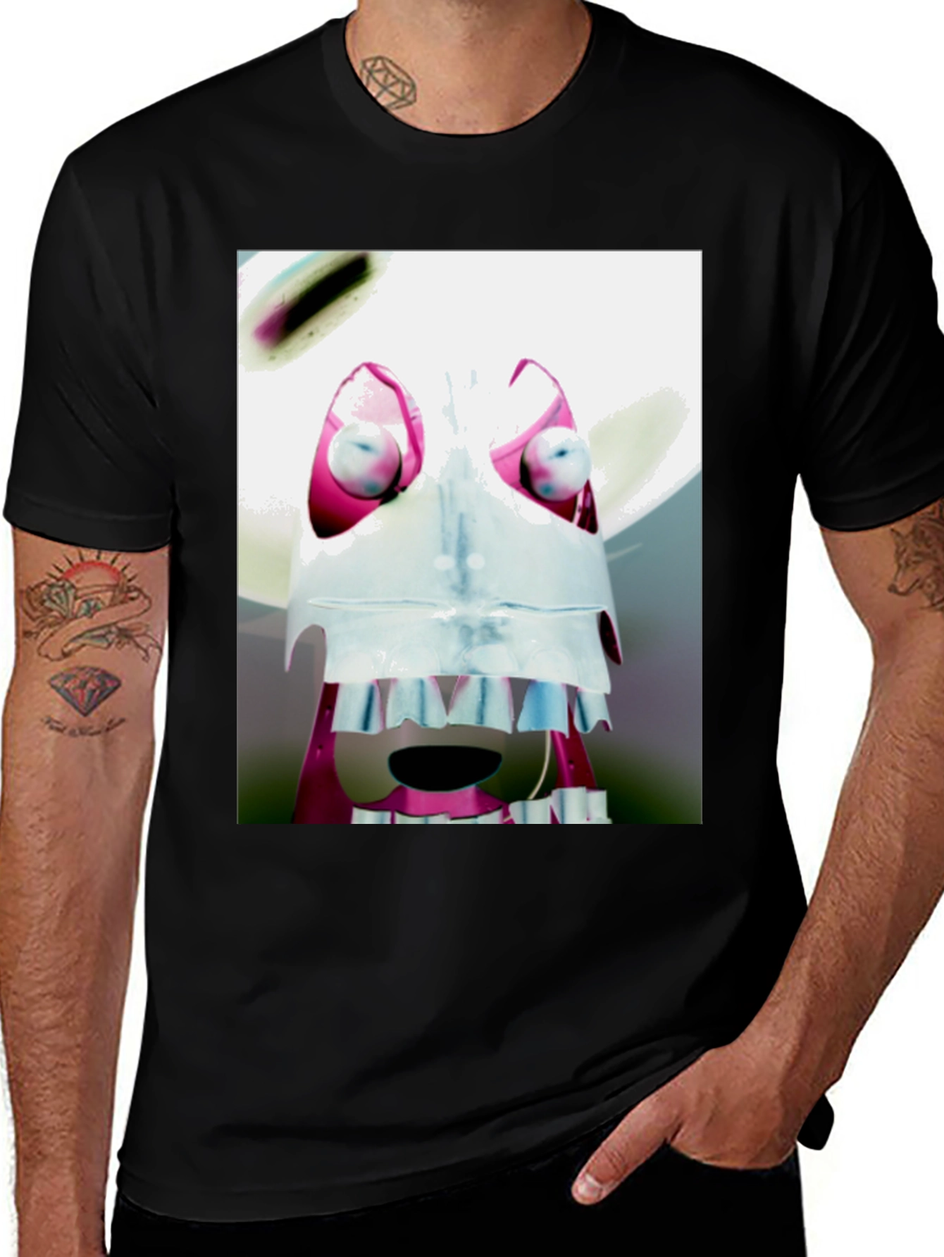 Abstract Character Graphic Black T-Shirt