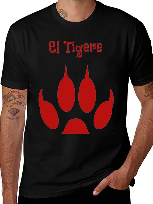 El Tigere T-Shirt - Black Tee with Red Tiger Paw