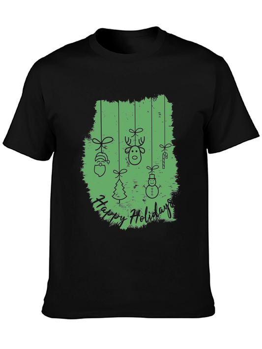Happy Holidays Graphic Print Crew Neck T-Shirt