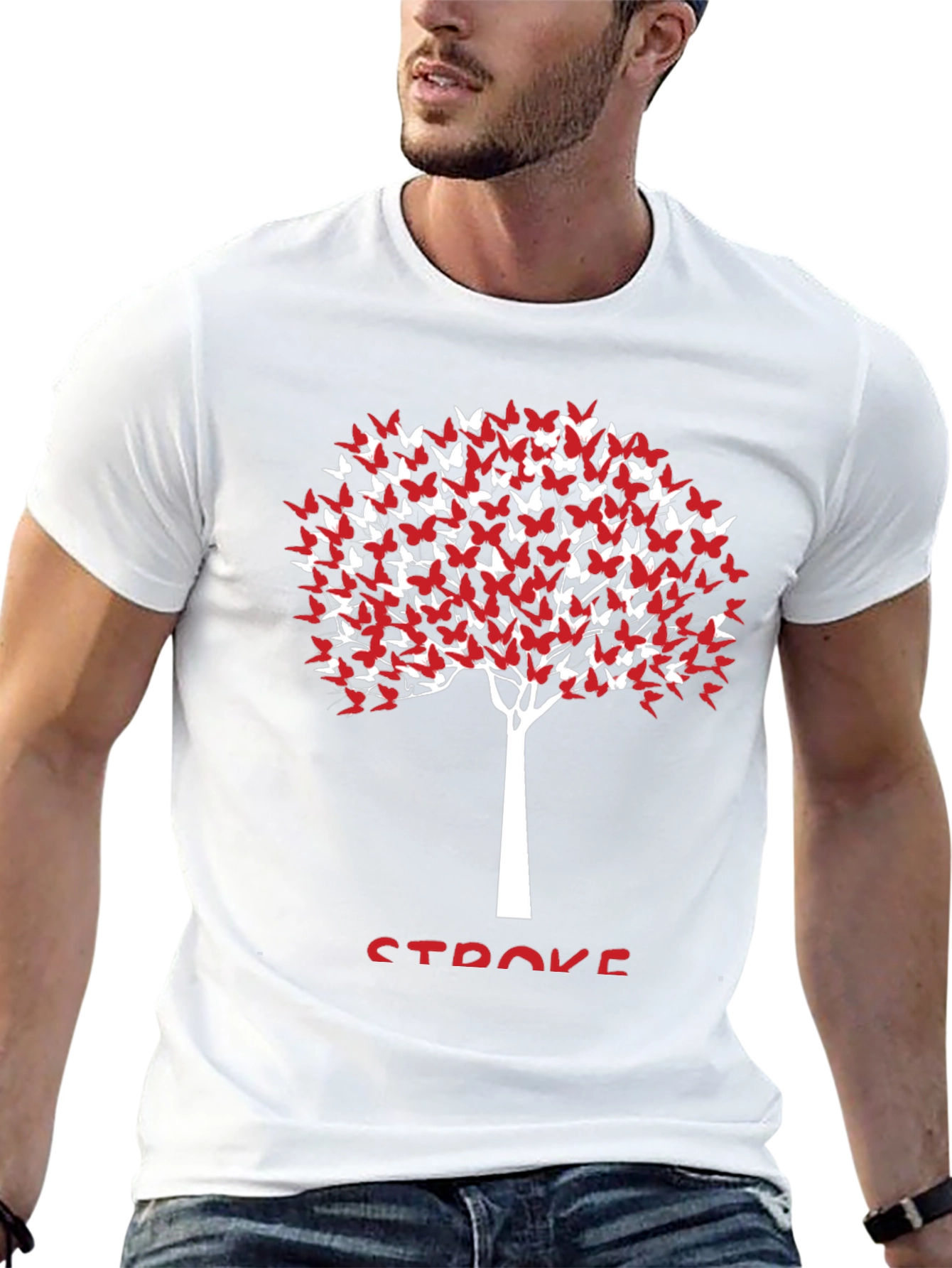 Butterfly Tree Stroke Awareness Black Tee