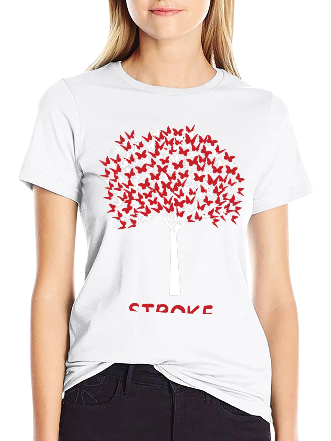 Butterfly Tree Stroke Awareness Black Tee