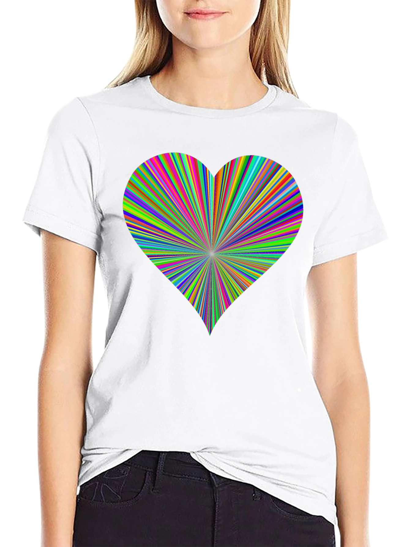 Rainbow Heart Burst Black T-Shirt