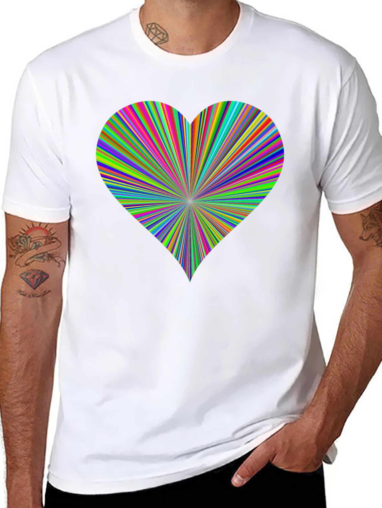 Rainbow Heart Burst Black T-Shirt