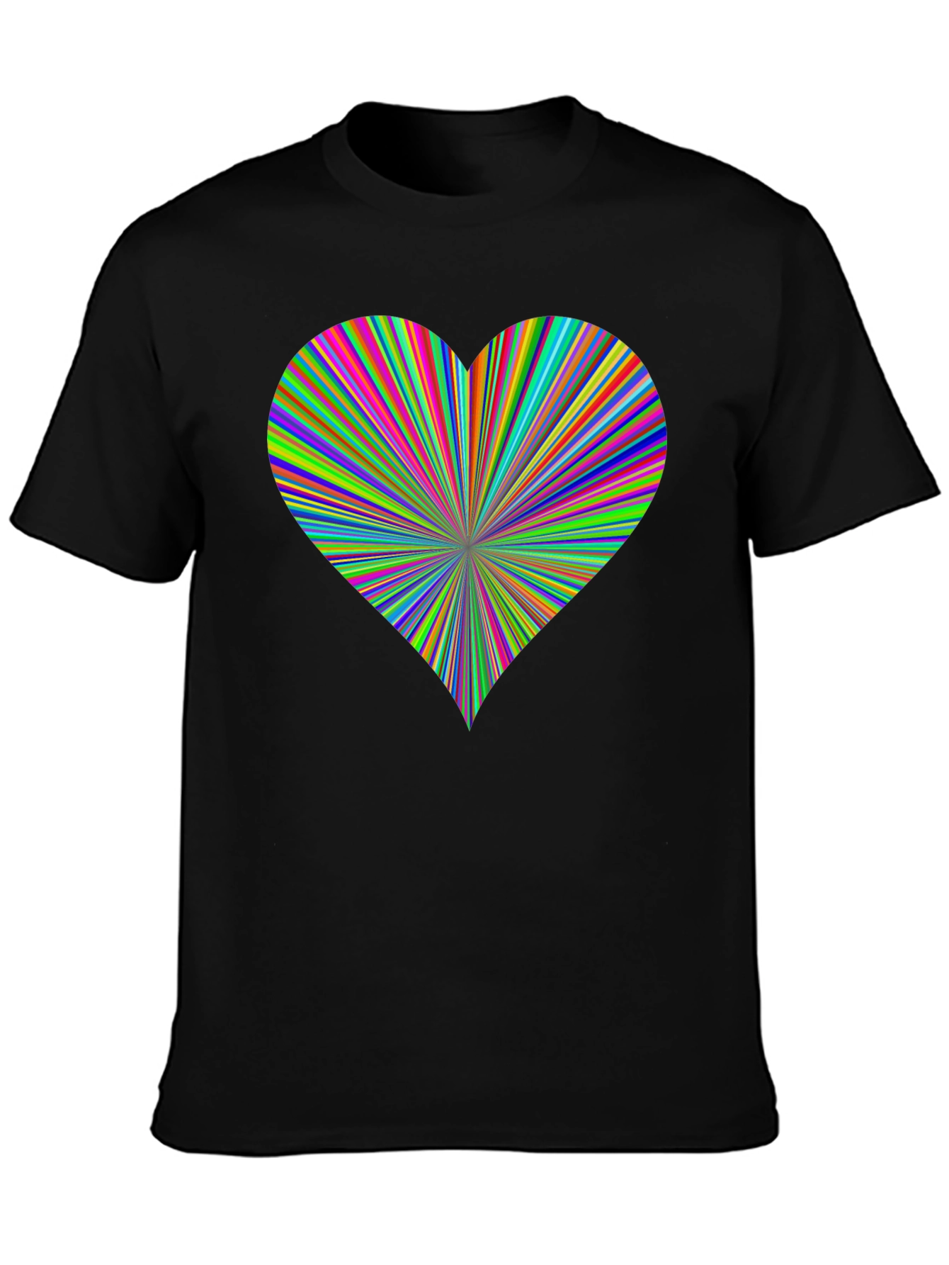 Rainbow Heart Burst Black T-Shirt