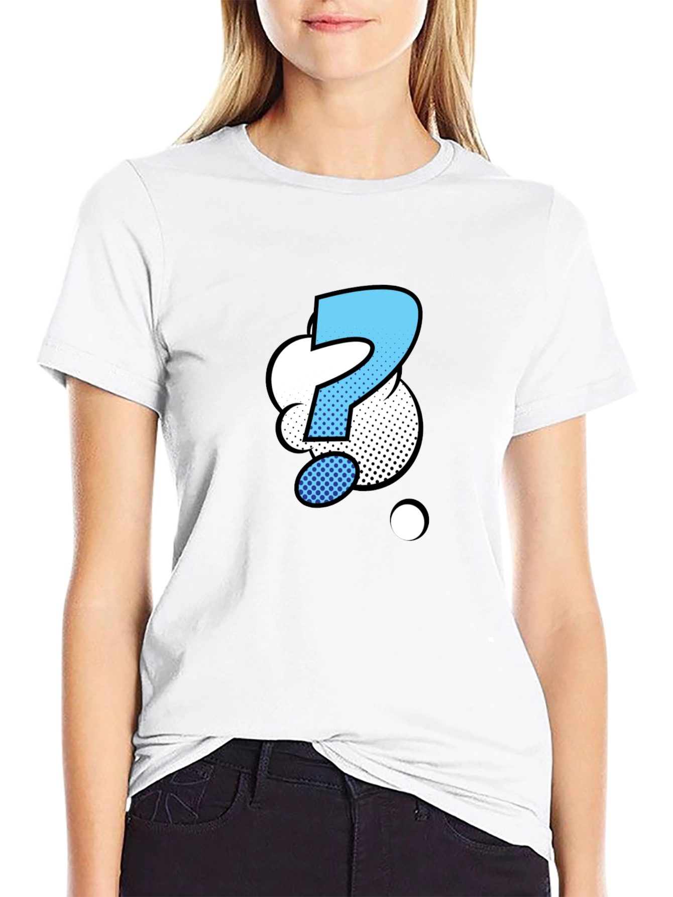 Question Mark Graphic Tee - Black Cotton Blend