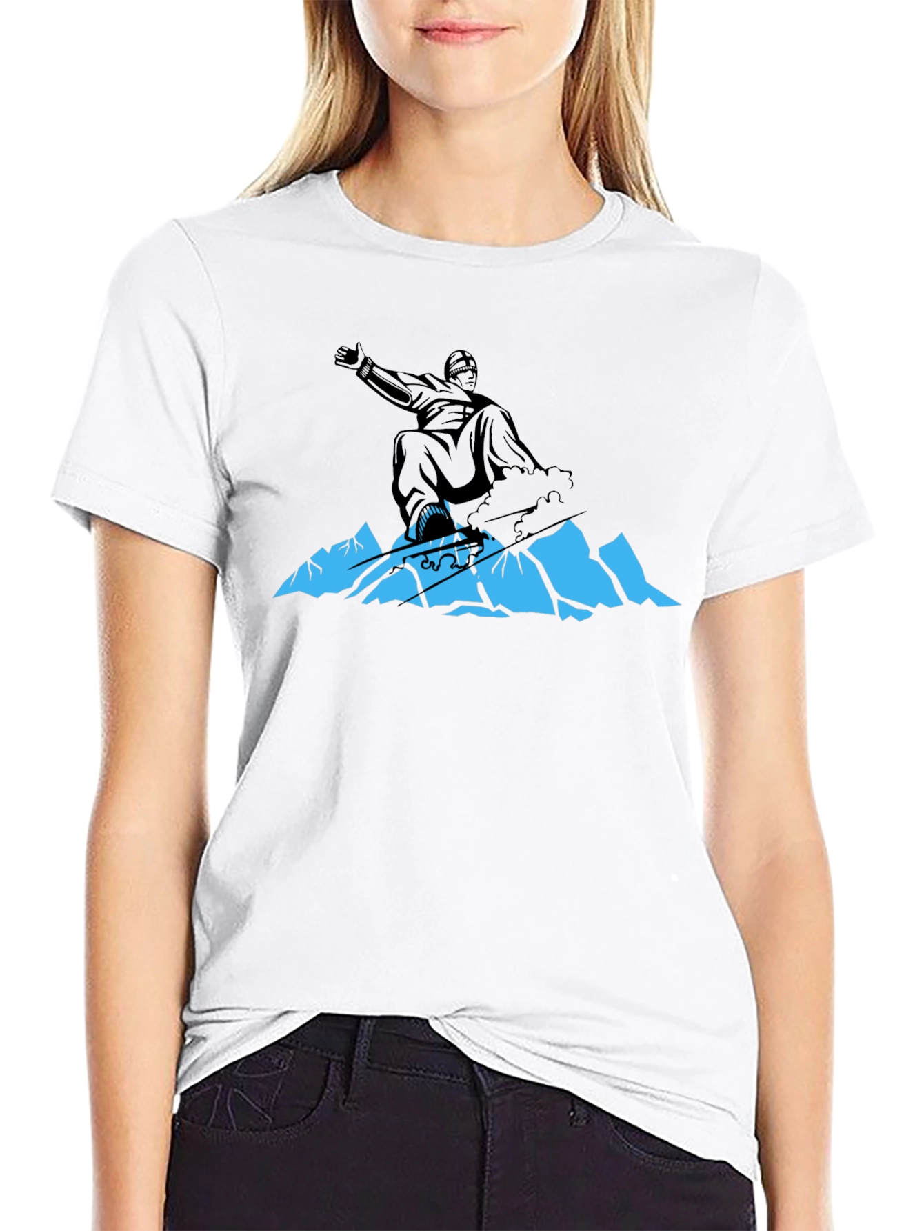 Snowboarder Graphic Tee - Black Cotton Blend