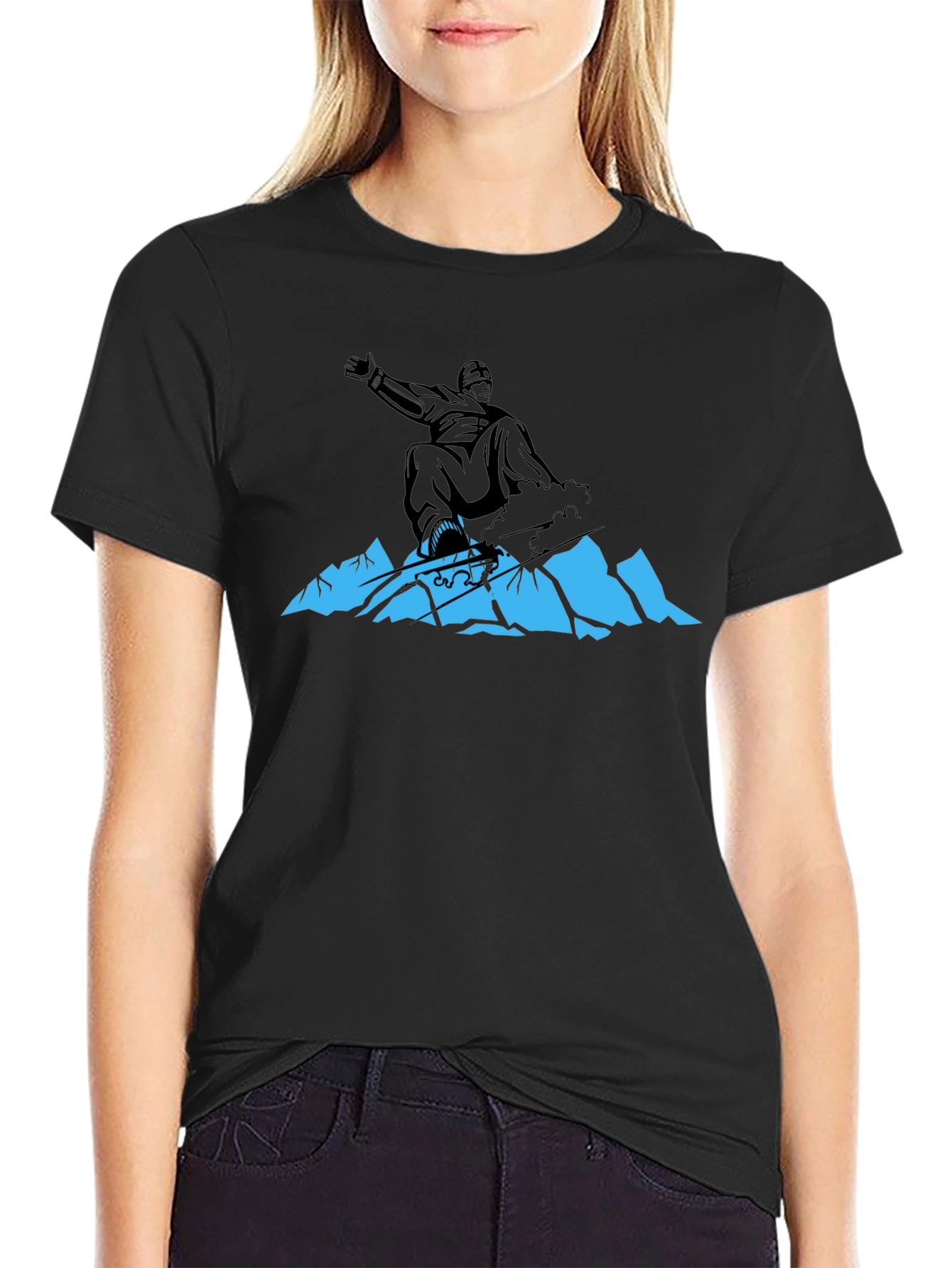 Snowboarder Graphic Tee - Black Cotton Blend