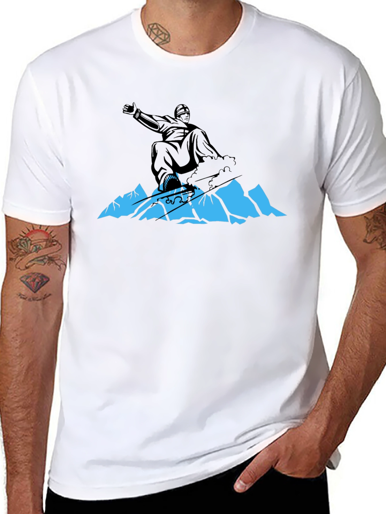 Snowboarder Graphic Tee - Black Cotton Blend