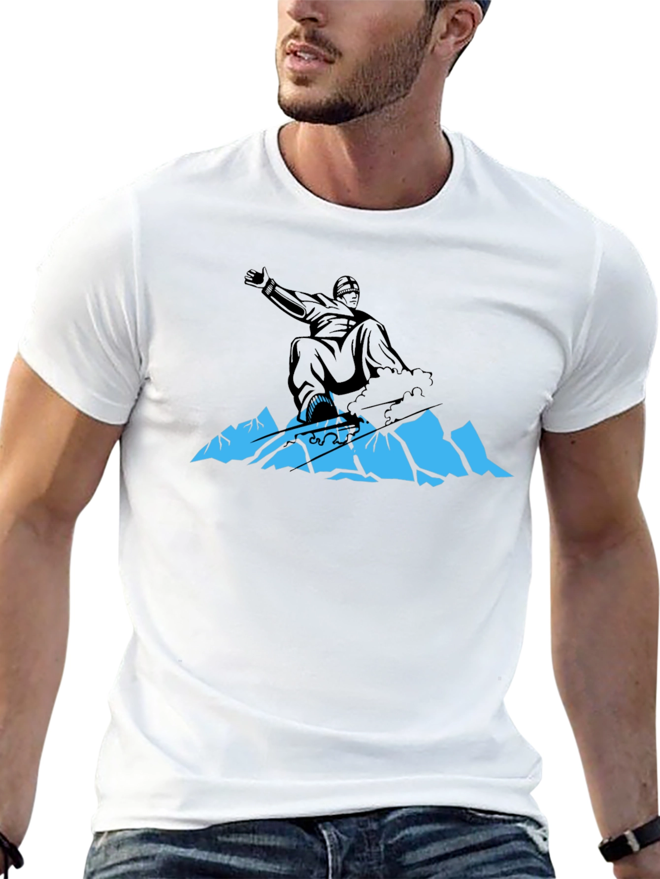 Snowboarder Graphic Tee - Black Cotton Blend