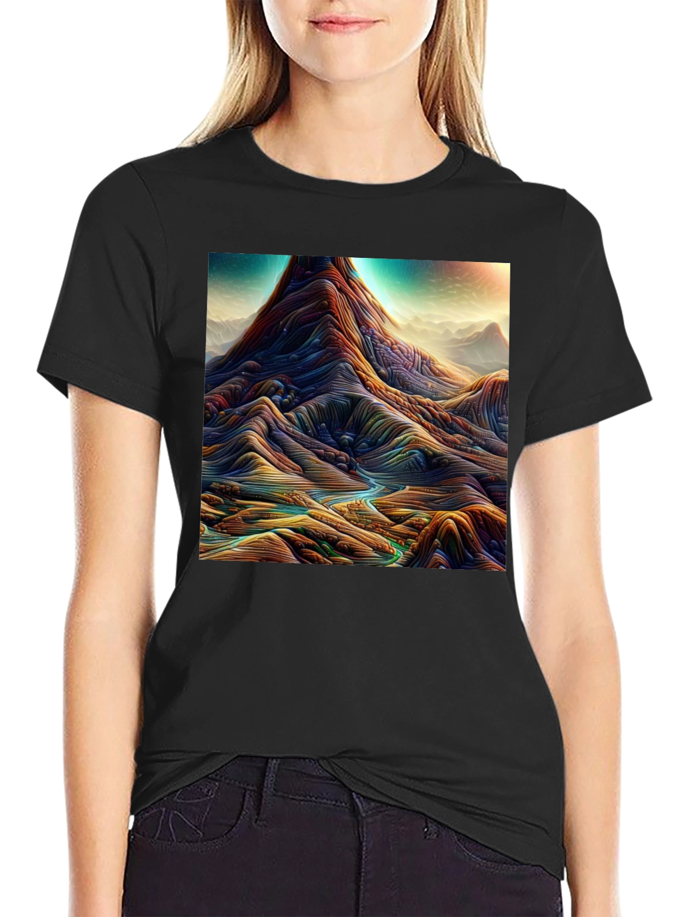 Abstract Landscape Graphic Tee - Stylish Mens T-Shirt