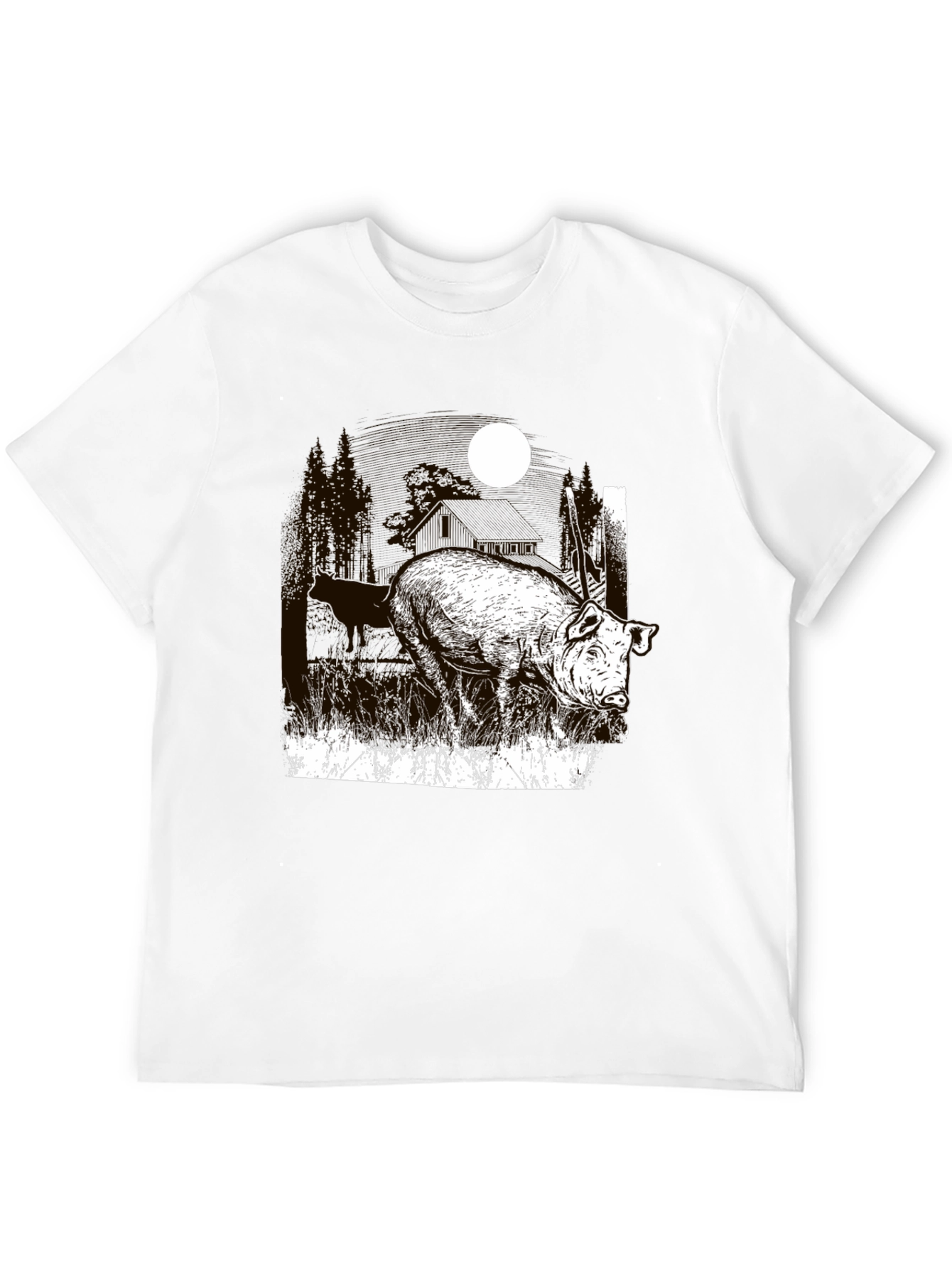 Pig Moon Graphic T-Shirt - Black Tee